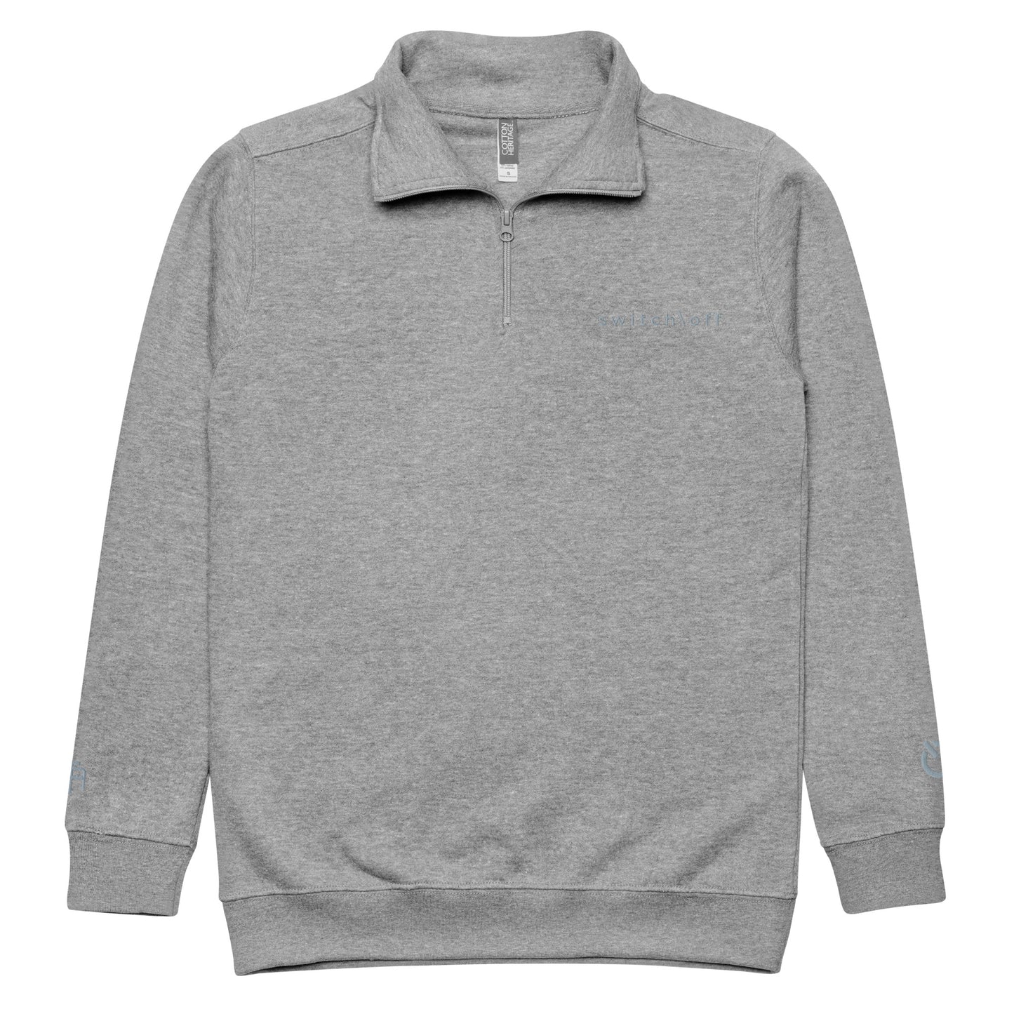 Soft fleece pullover in carbon gray with gray switch\off and logo embroidery- An Athlete Trains.