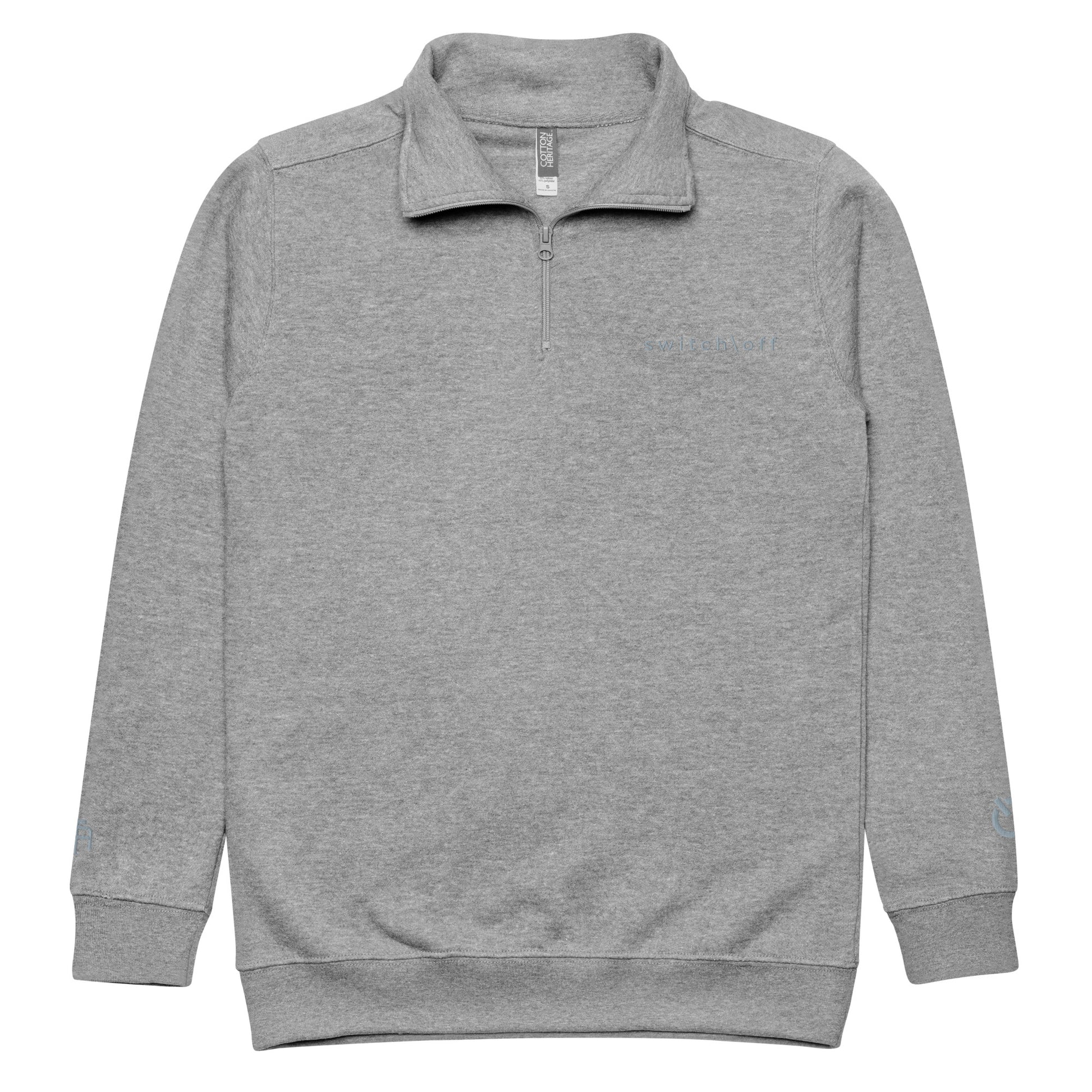 Soft fleece pullover in carbon gray with gray switch\off and logo embroidery- An Athlete Trains.