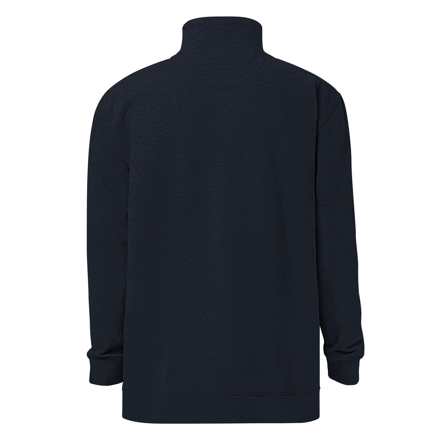 Soft fleece pullover in navy with white switch\off and logo embroidery- An Athlete Trains.