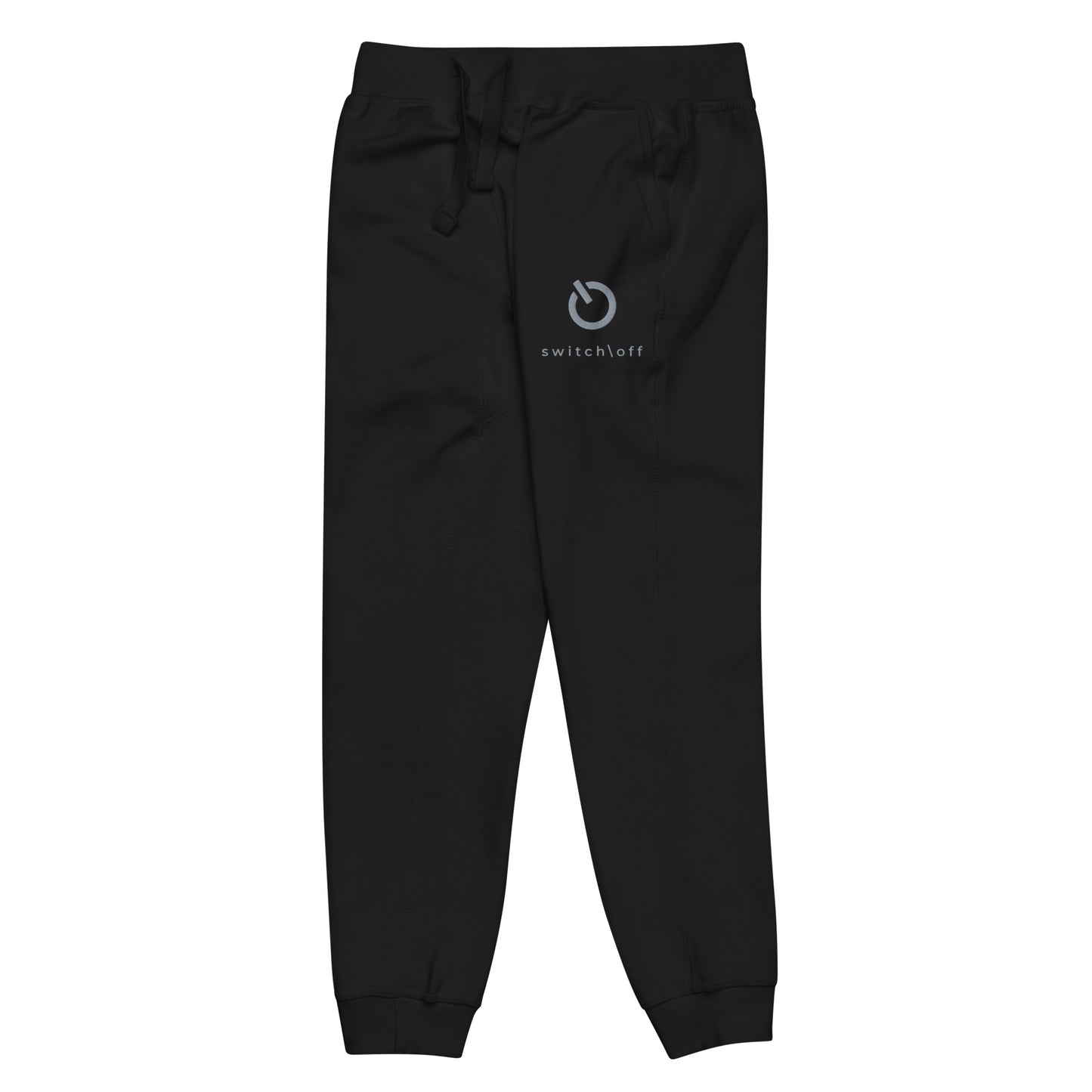 Premium 3-end fleece sweatpants with a soft cotton face in black with gray switch\off and logo embroidery - An Athlete Trains.
