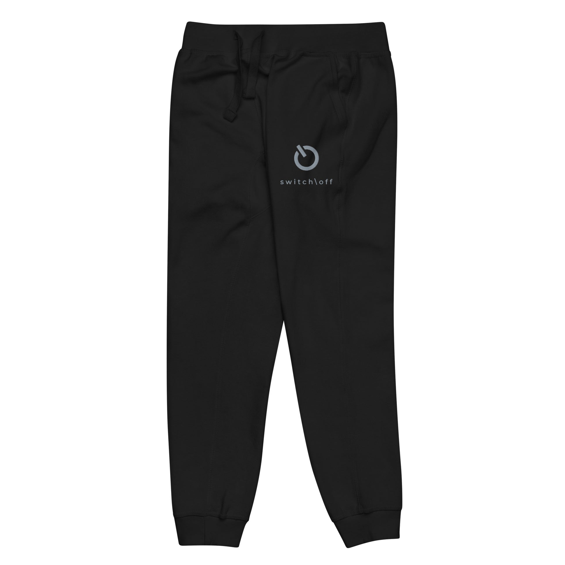 Premium 3-end fleece sweatpants with a soft cotton face in black with gray switch\off and logo embroidery - An Athlete Trains.