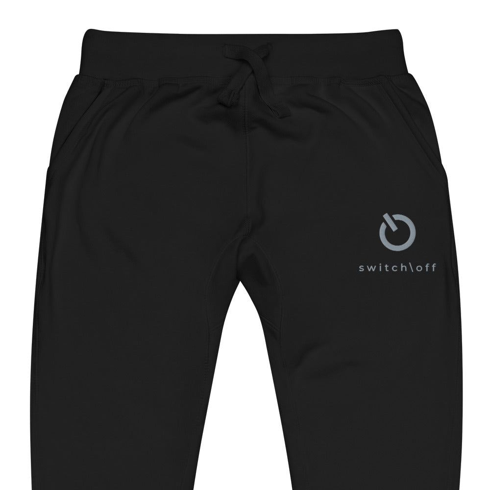 Premium 3-end fleece sweatpants with a soft cotton face in black with gray switch\off and logo embroidery - An Athlete Trains.