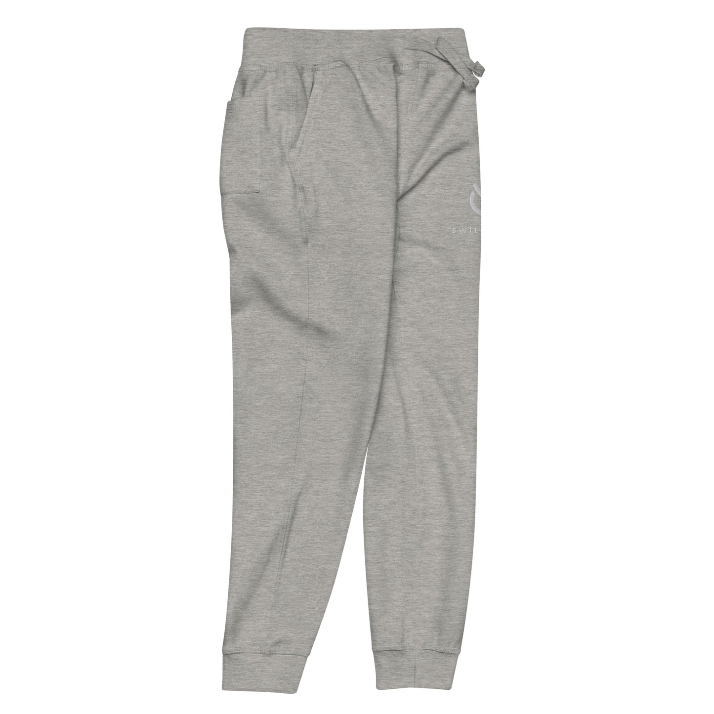 Premium 3-end fleece sweatpants with a soft cotton face in military green with white switch\off and logo embroidery - An Athlete Trains.