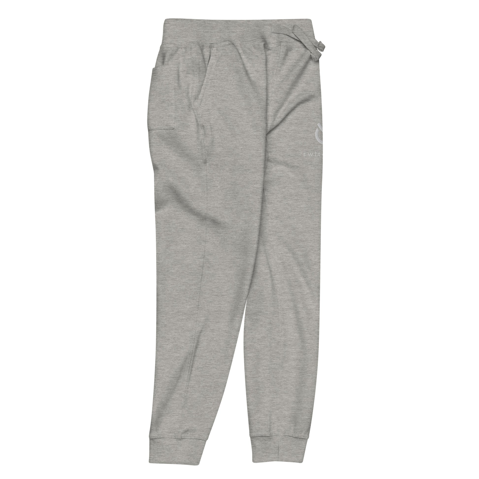 Premium 3-end fleece sweatpants with a soft cotton face in military green with white switch\off and logo embroidery - An Athlete Trains.