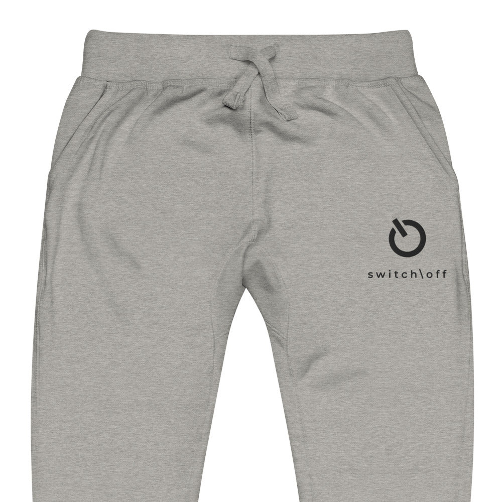 Premium 3-end fleece sweatpants with a soft cotton face in carbon gray with black switch\off and logo embroidery - An Athlete Trains.