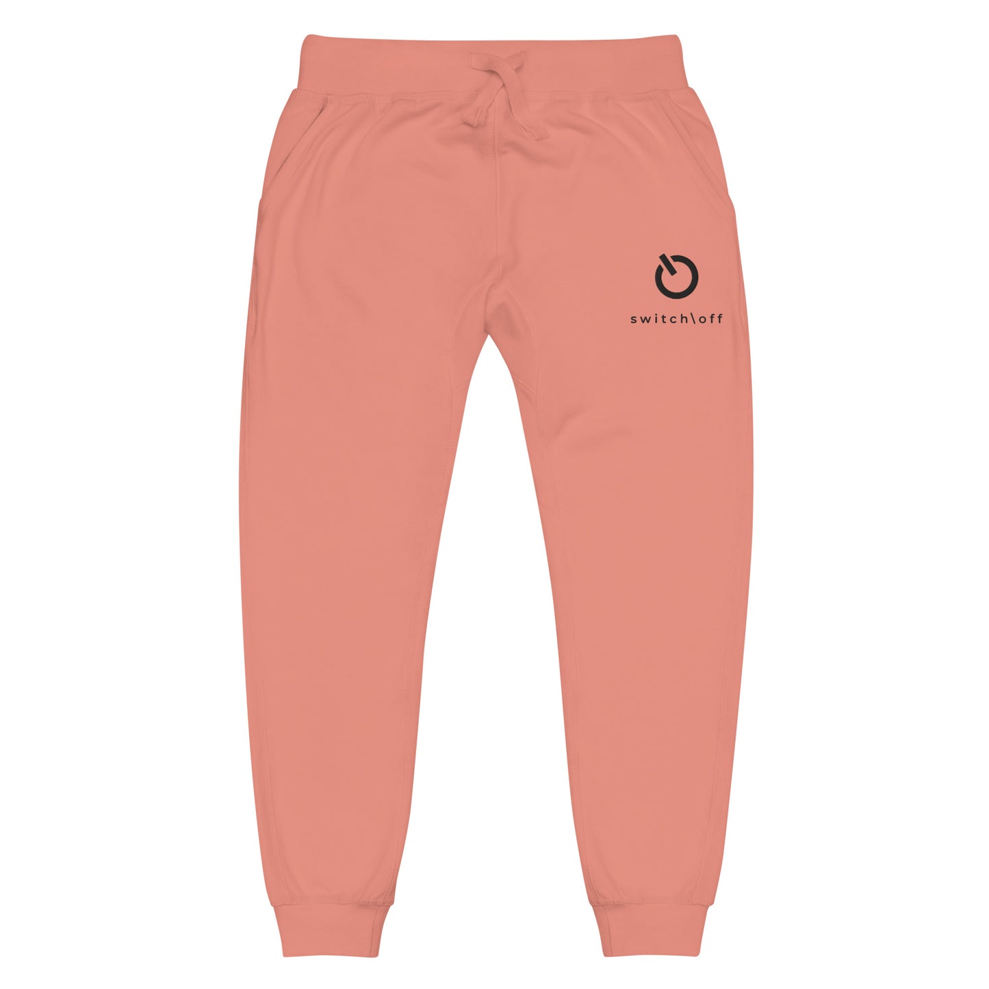 Premium 3-end fleece sweatpants with a soft cotton face in dusty rose with black switch\off and logo embroidery - An Athlete Trains.