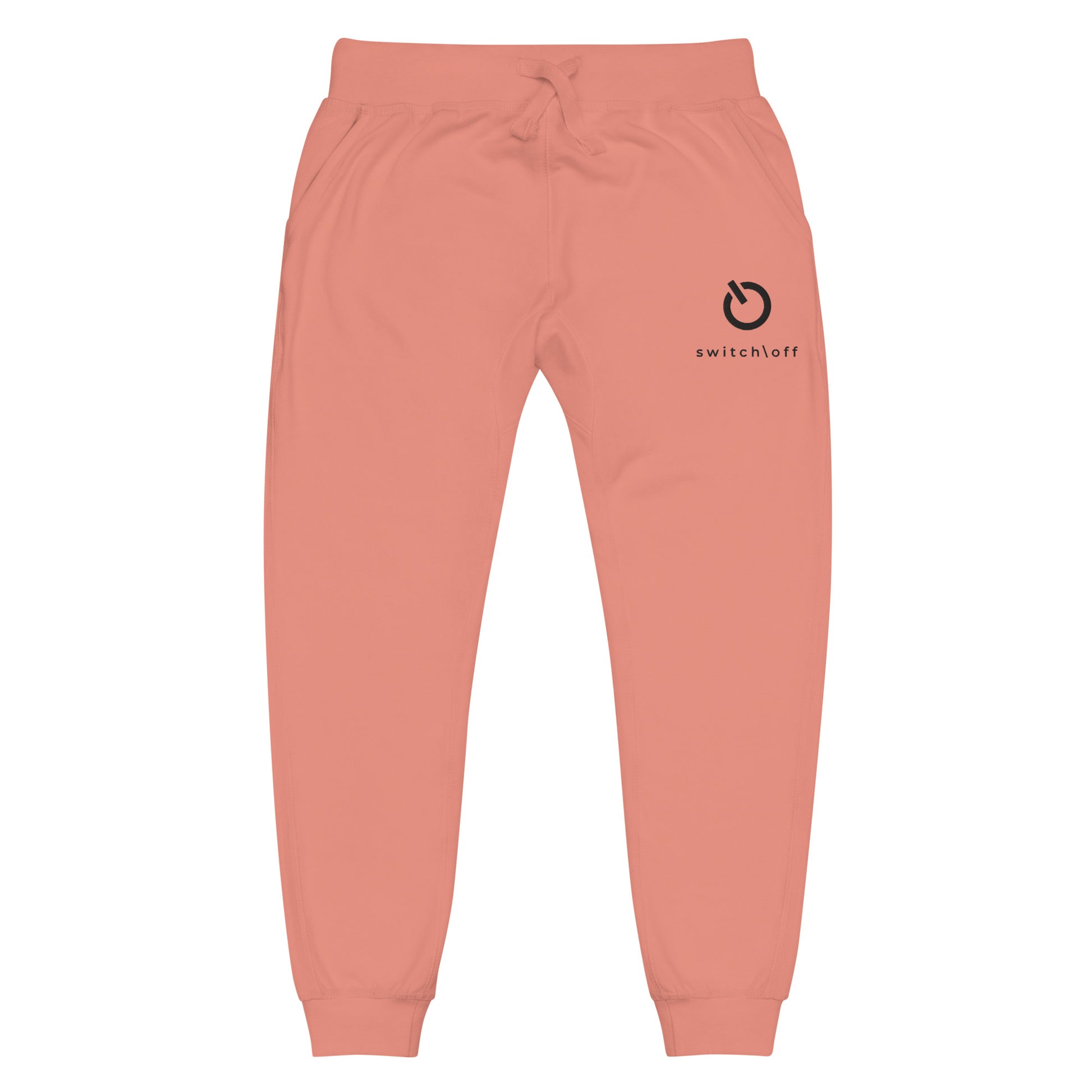 Premium 3-end fleece sweatpants with a soft cotton face in dusty rose with black switch\off and logo embroidery - An Athlete Trains.