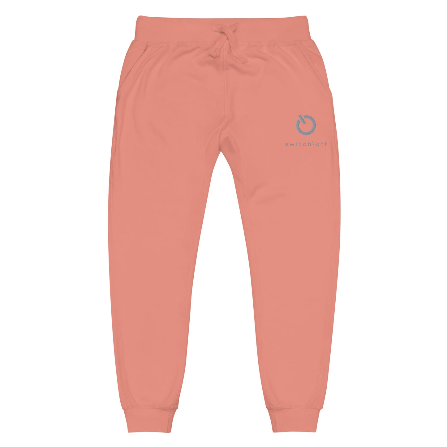 Premium 3-end fleece sweatpants with a soft cotton face in dusty rose with gray switch\off and logo embroidery - An Athlete Trains.
