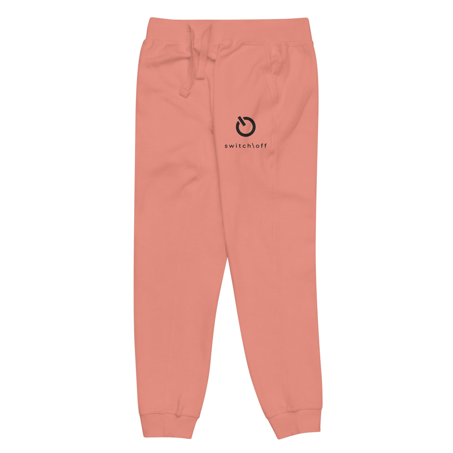 Premium 3-end fleece sweatpants with a soft cotton face in dusty rose with black switch\off and logo embroidery - An Athlete Trains.