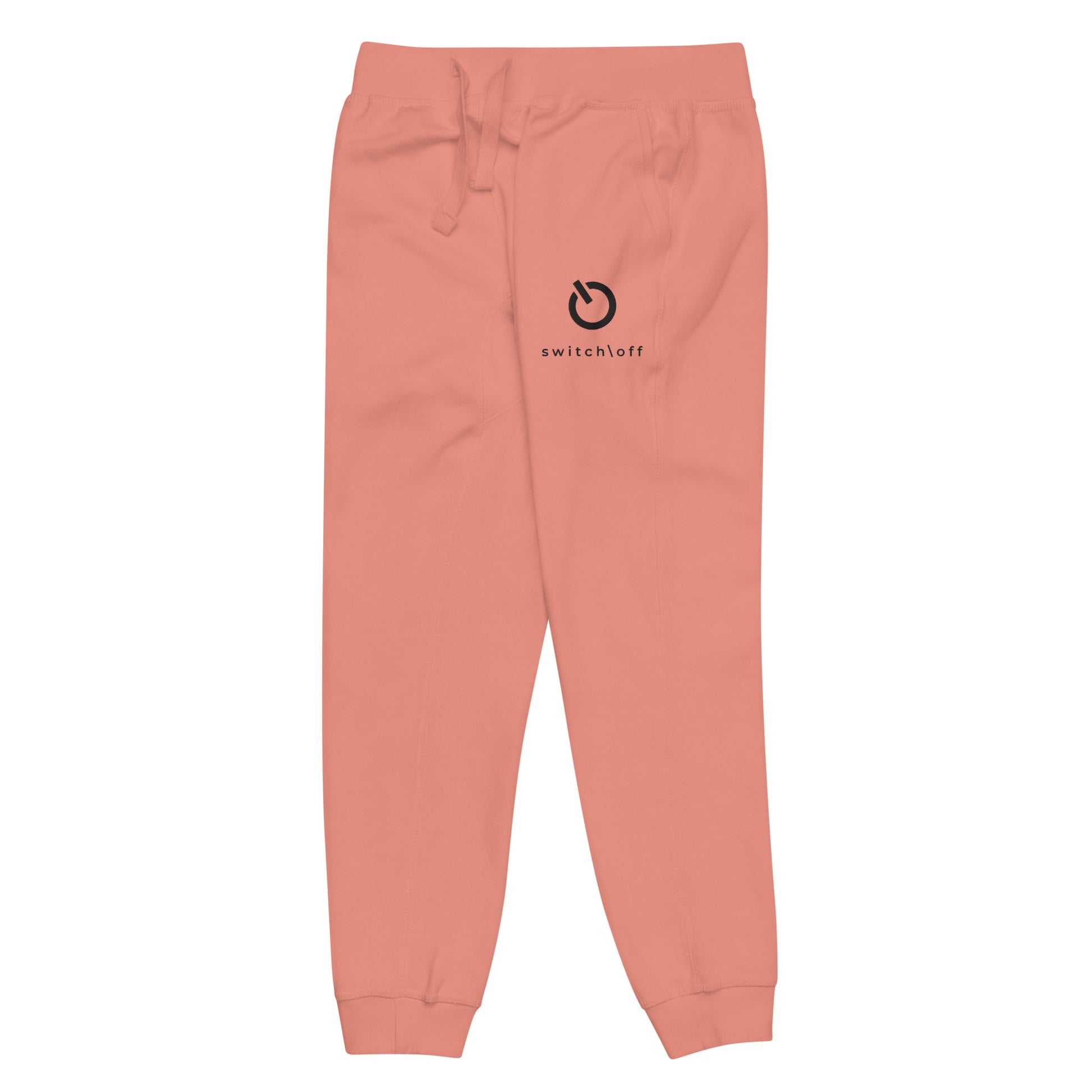 Premium 3-end fleece sweatpants with a soft cotton face in dusty rose with black switch\off and logo embroidery - An Athlete Trains.