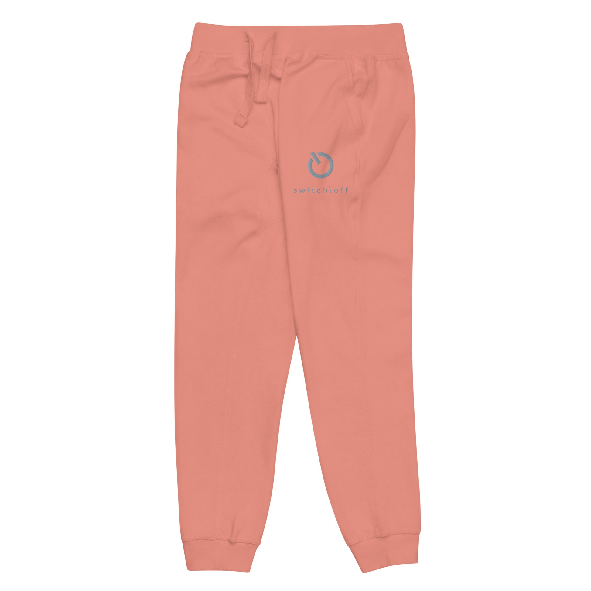 Premium 3-end fleece sweatpants with a soft cotton face in dusty rose with gray switch\off and logo embroidery - An Athlete Trains.