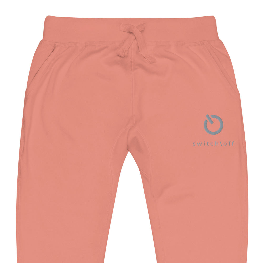 Premium 3-end fleece sweatpants with a soft cotton face in dusty rose with gray switch\off and logo embroidery - An Athlete Trains.