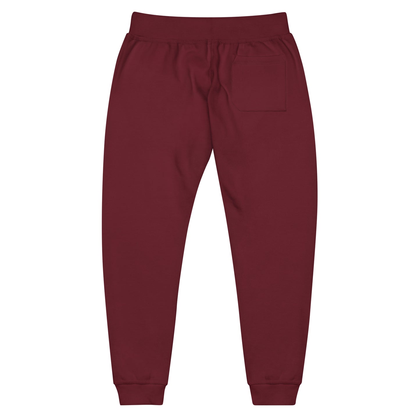 Premium 3-end fleece sweatpants with a soft cotton face in maroon with black switch\off and logo embroidery - An Athlete Trains.