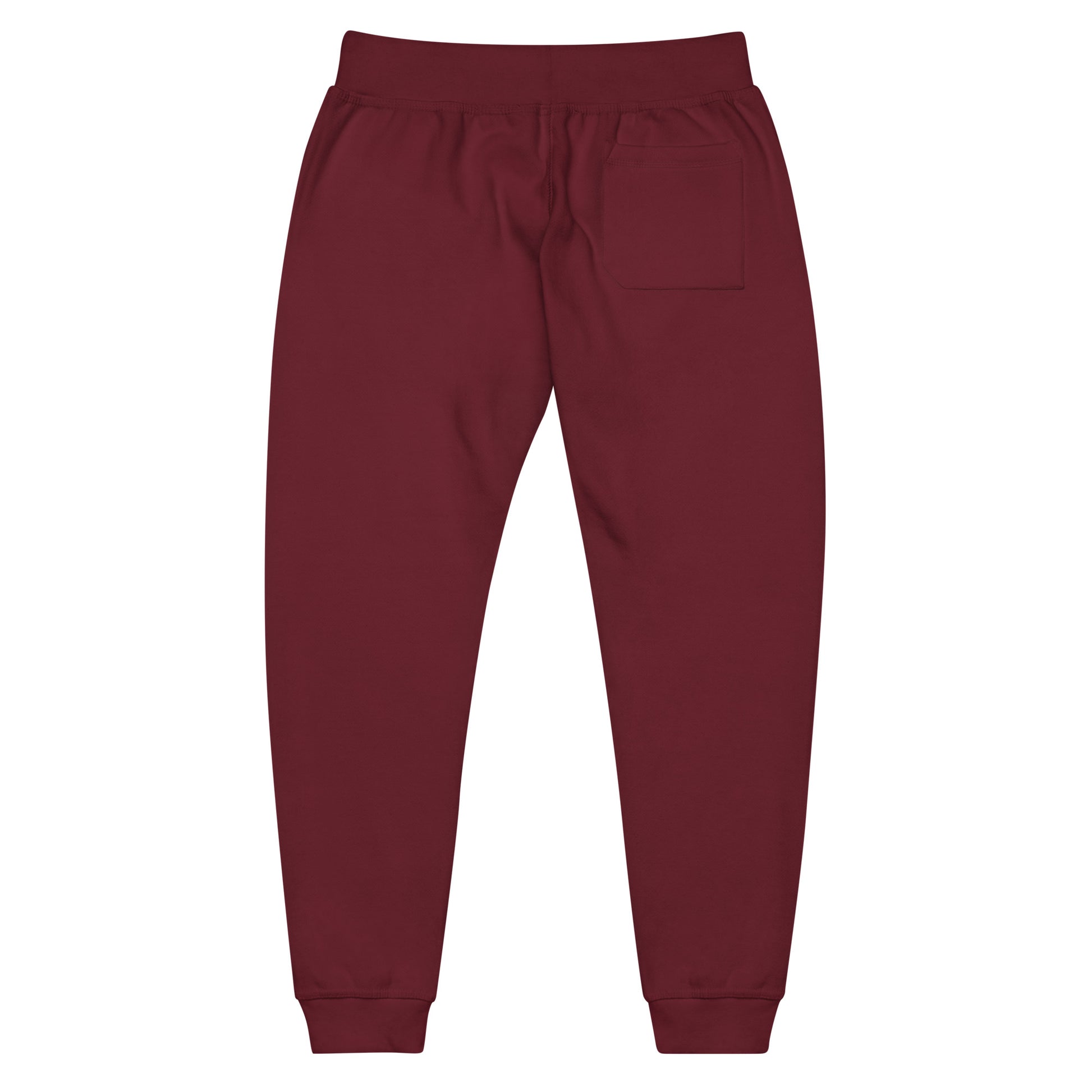 Premium 3-end fleece sweatpants with a soft cotton face in maroon with black switch\off and logo embroidery - An Athlete Trains.