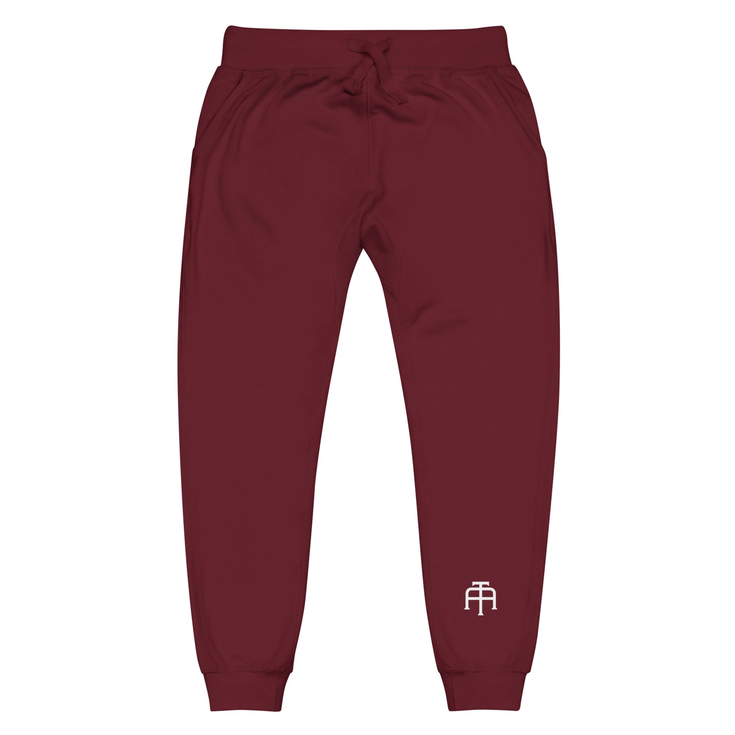 Unisex Fleece Sweatpants in maroon by An Athlete Trains