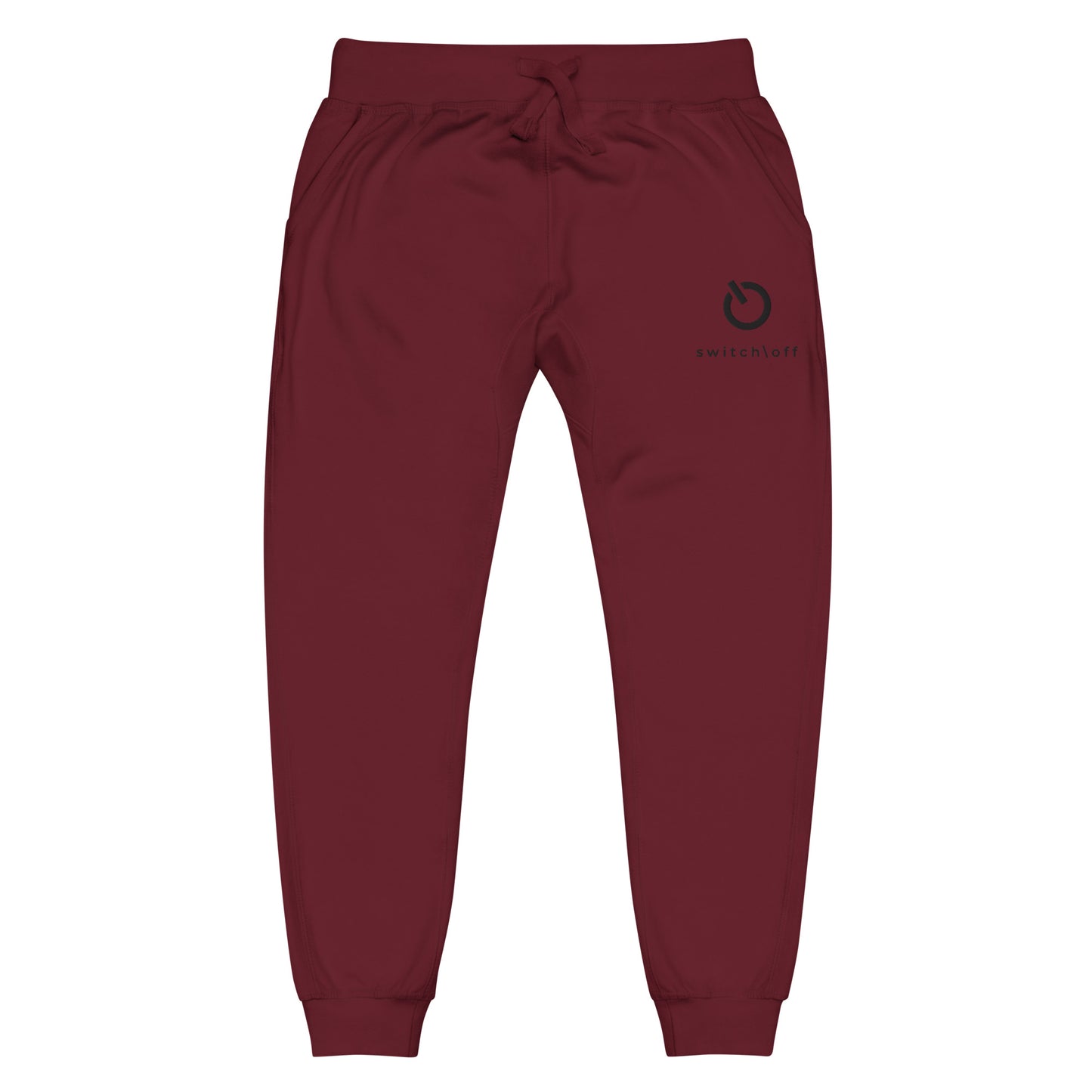 Premium 3-end fleece sweatpants with a soft cotton face in maroon with black switch\off and logo embroidery - An Athlete Trains.