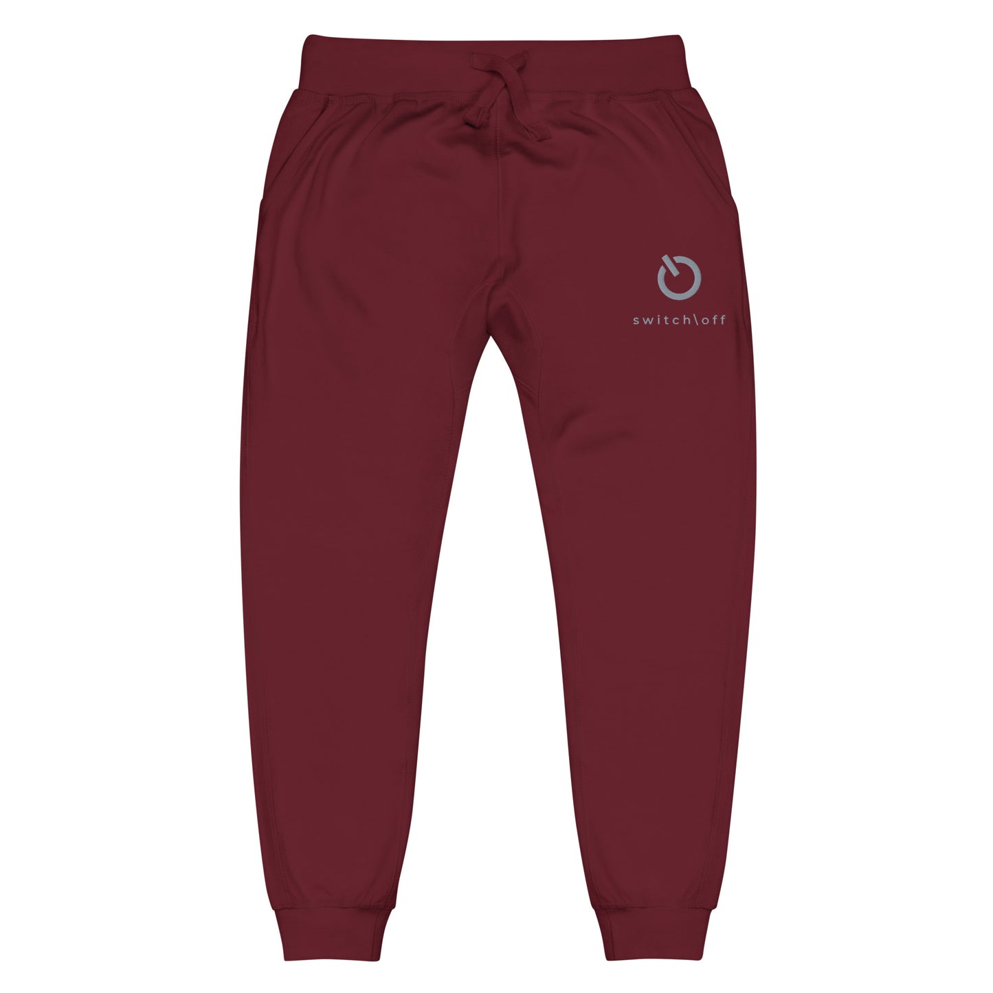 Premium 3-end fleece sweatpants with a soft cotton face in maroon with gray switch\off and logo embroidery - An Athlete Trains.