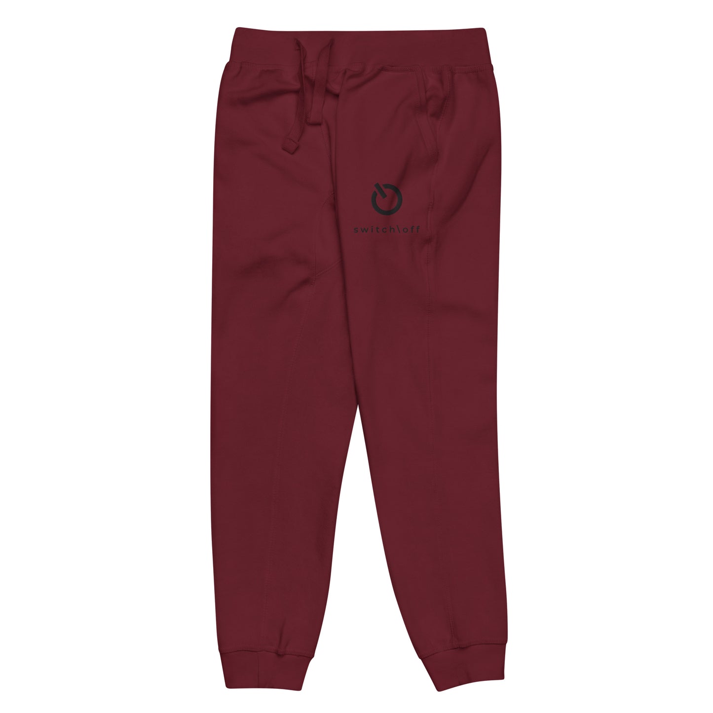 Premium 3-end fleece sweatpants with a soft cotton face in maroon with black switch\off and logo embroidery - An Athlete Trains.
