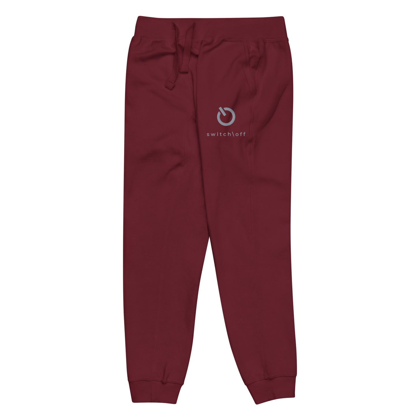 Premium 3-end fleece sweatpants with a soft cotton face in maroon with gray switch\off and logo embroidery - An Athlete Trains.