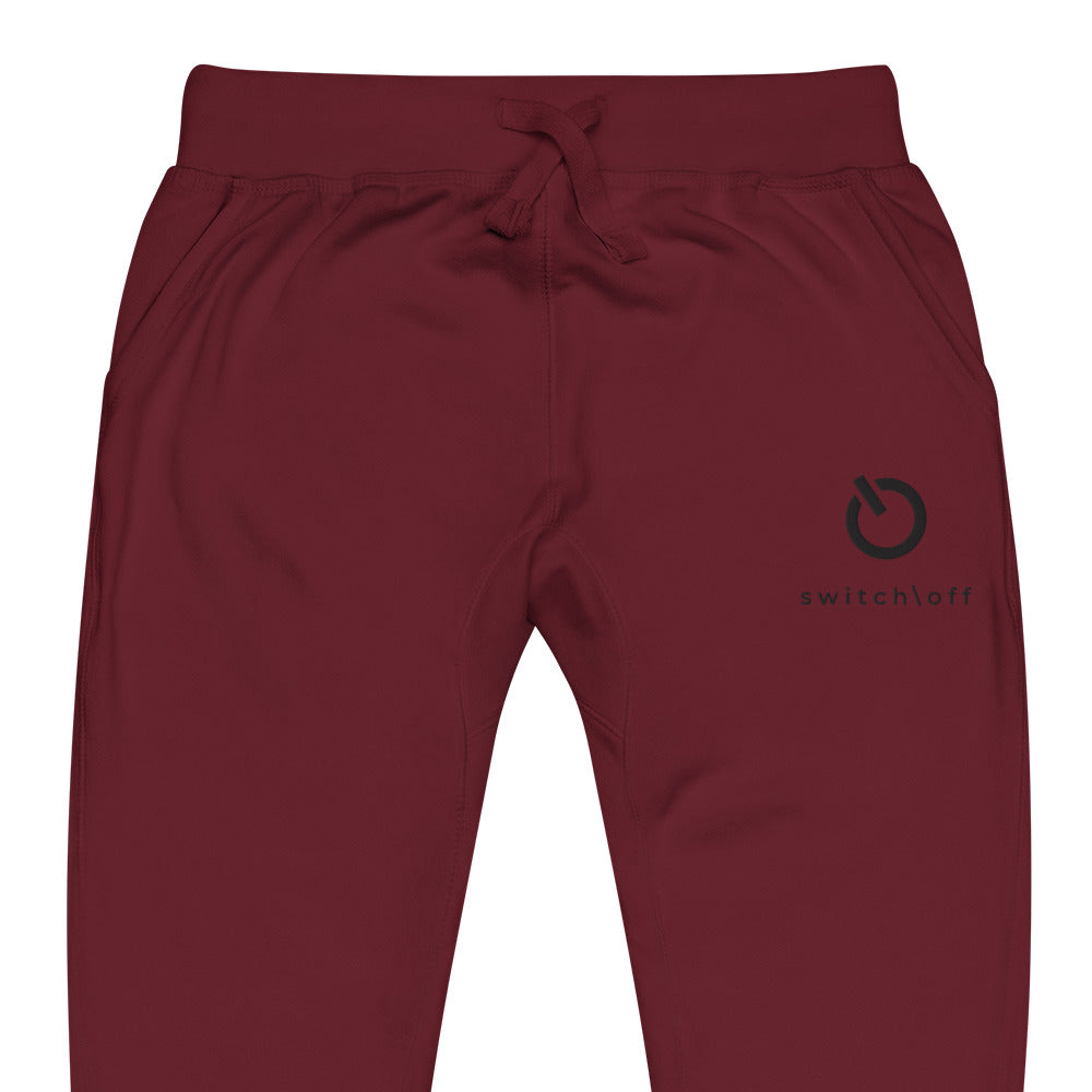 Premium 3-end fleece sweatpants with a soft cotton face in maroon with black switch\off and logo embroidery - An Athlete Trains.