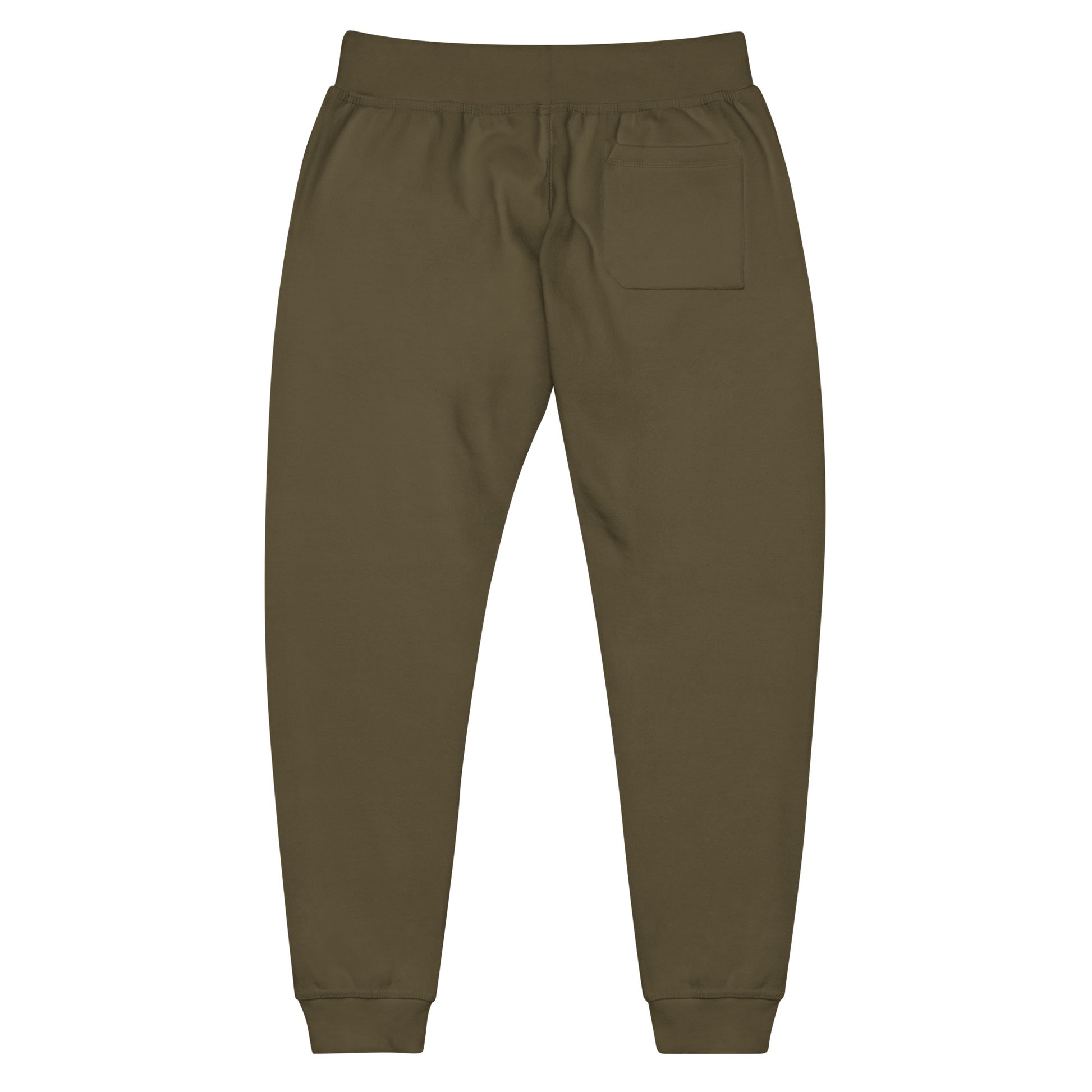 Premium 3-end fleece sweatpants with a soft cotton face in military green with black switch\off and logo embroidery - An Athlete Trains.
