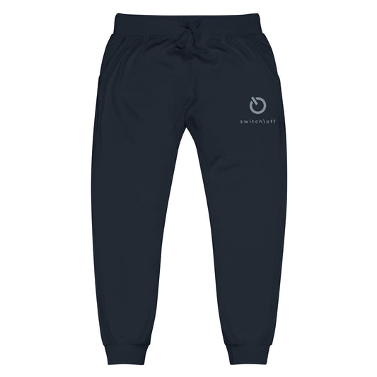 Premium 3-end fleece sweatpants with a soft cotton face in navy with gray switch\off and logo embroidery - An Athlete Trains.