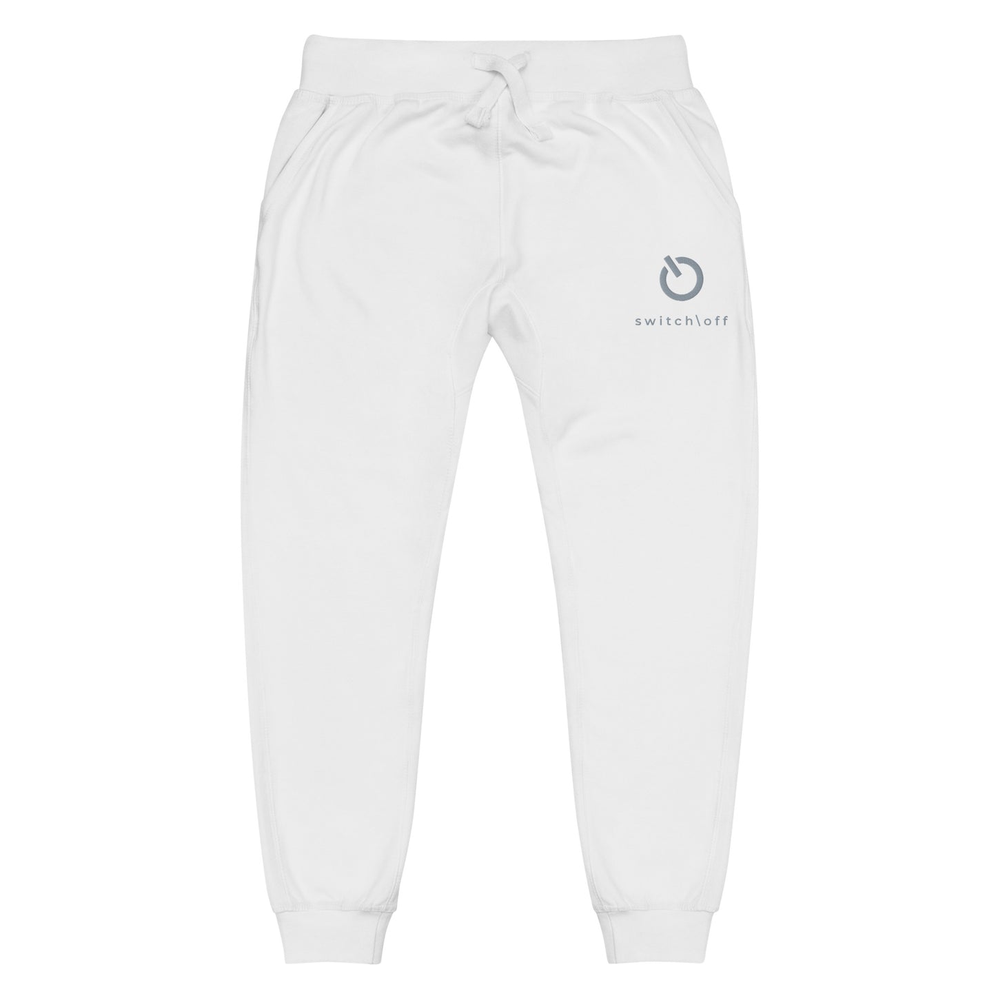 Premium 3-end fleece sweatpants with a soft cotton face in white with gray switch\off and logo embroidery - An Athlete Trains.