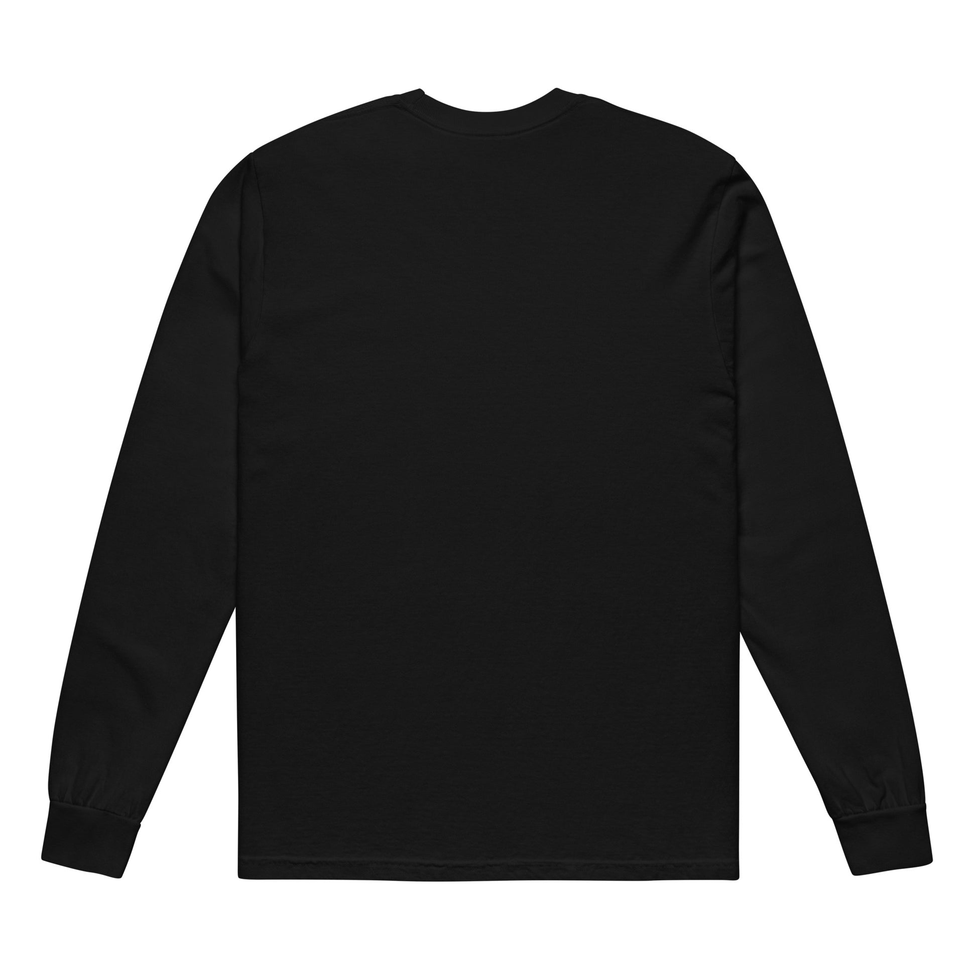 Premium heavyweight long sleeve cotton shirt in black - An Athlete Trains. Back view 