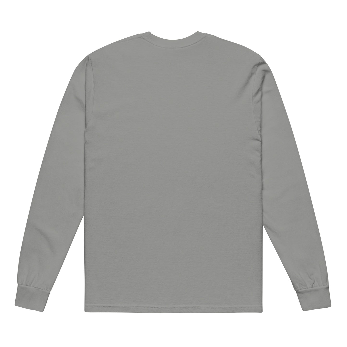 Premium heavyweight long sleeve cotton shirt in gray - An Athlete Trains. Back view 