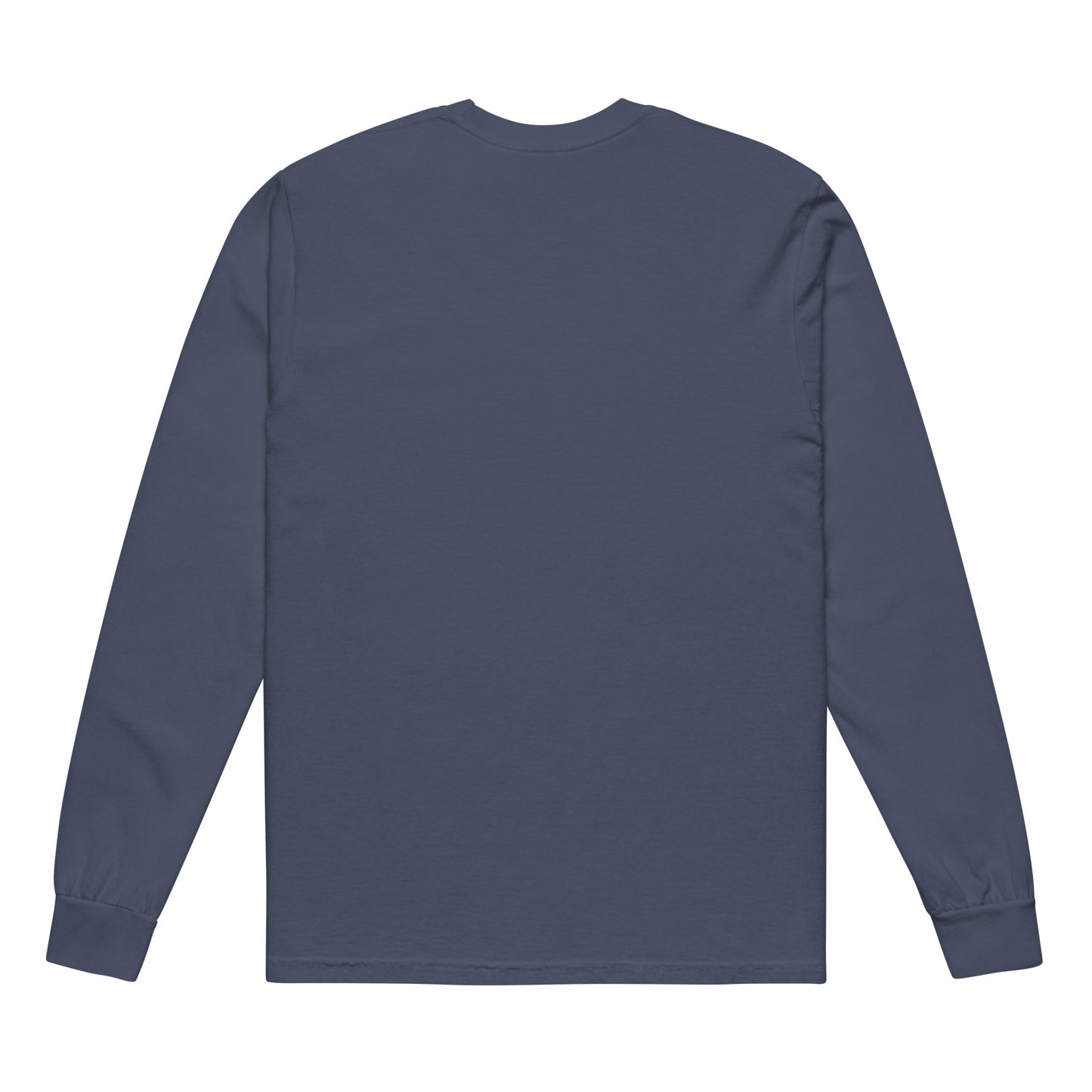 Premium heavyweight long sleeve cotton shirt in navy - An Athlete Trains. Back view