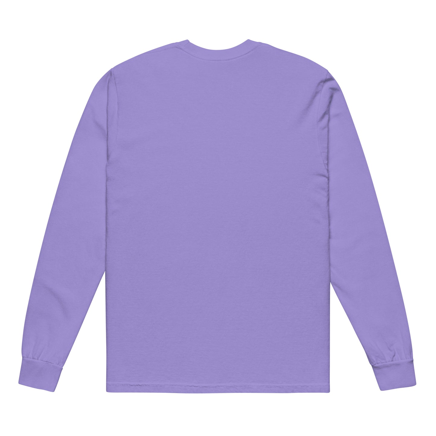 Premium heavyweight long sleeve cotton shirt in violet - An Athlete Trains. Back view