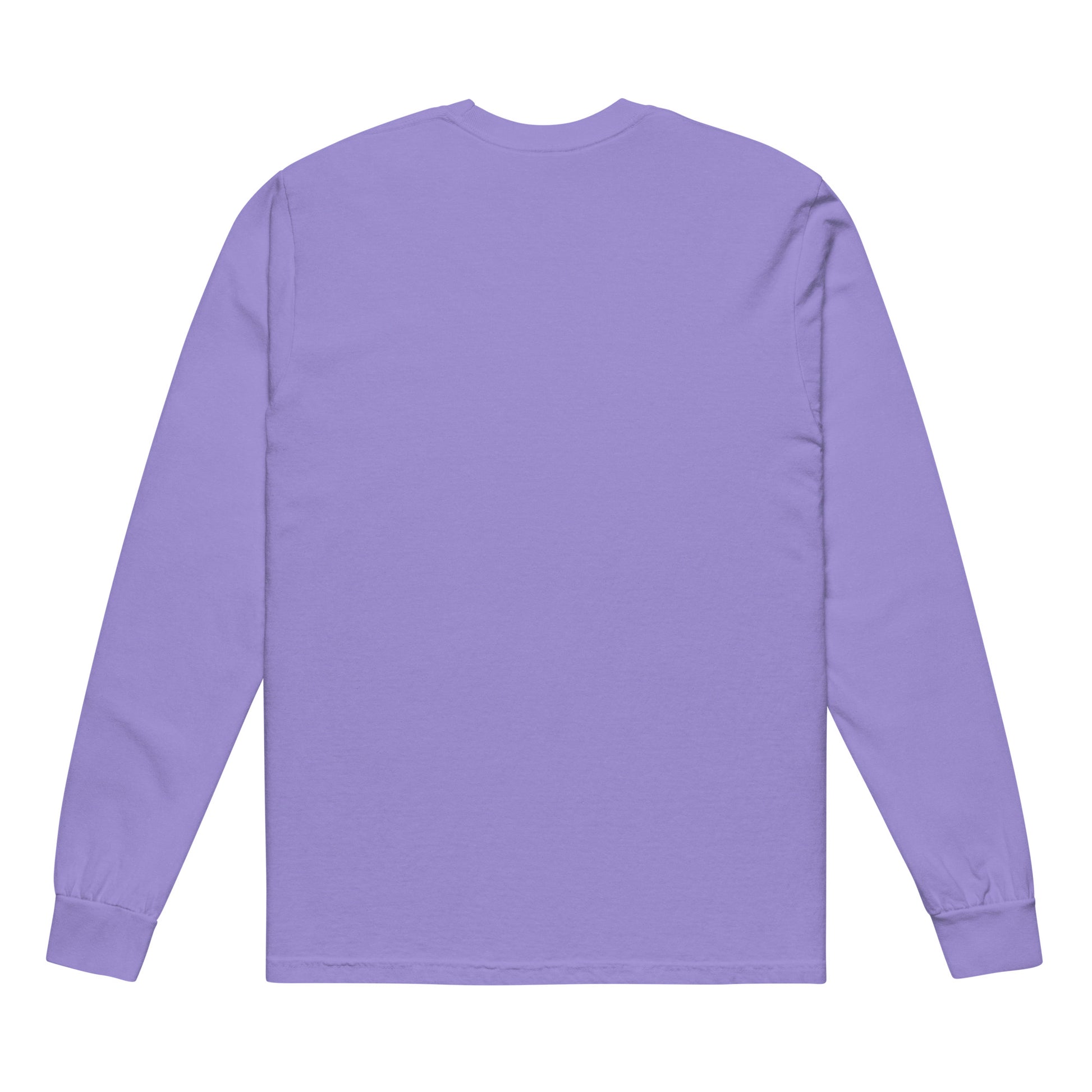 Premium heavyweight long sleeve cotton shirt in violet - An Athlete Trains. Back view