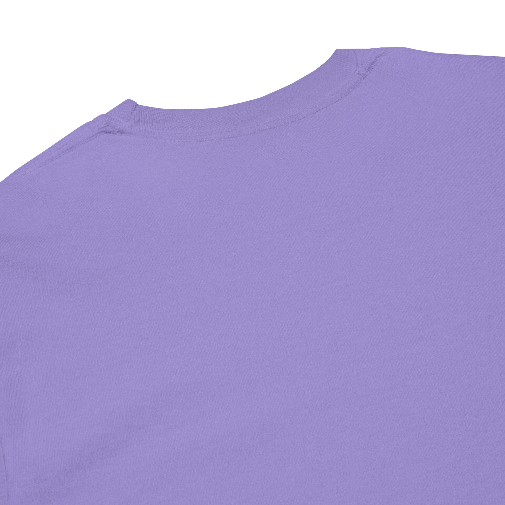 Premium heavyweight long sleeve cotton shirt in violet - An Athlete Trains. Back view 