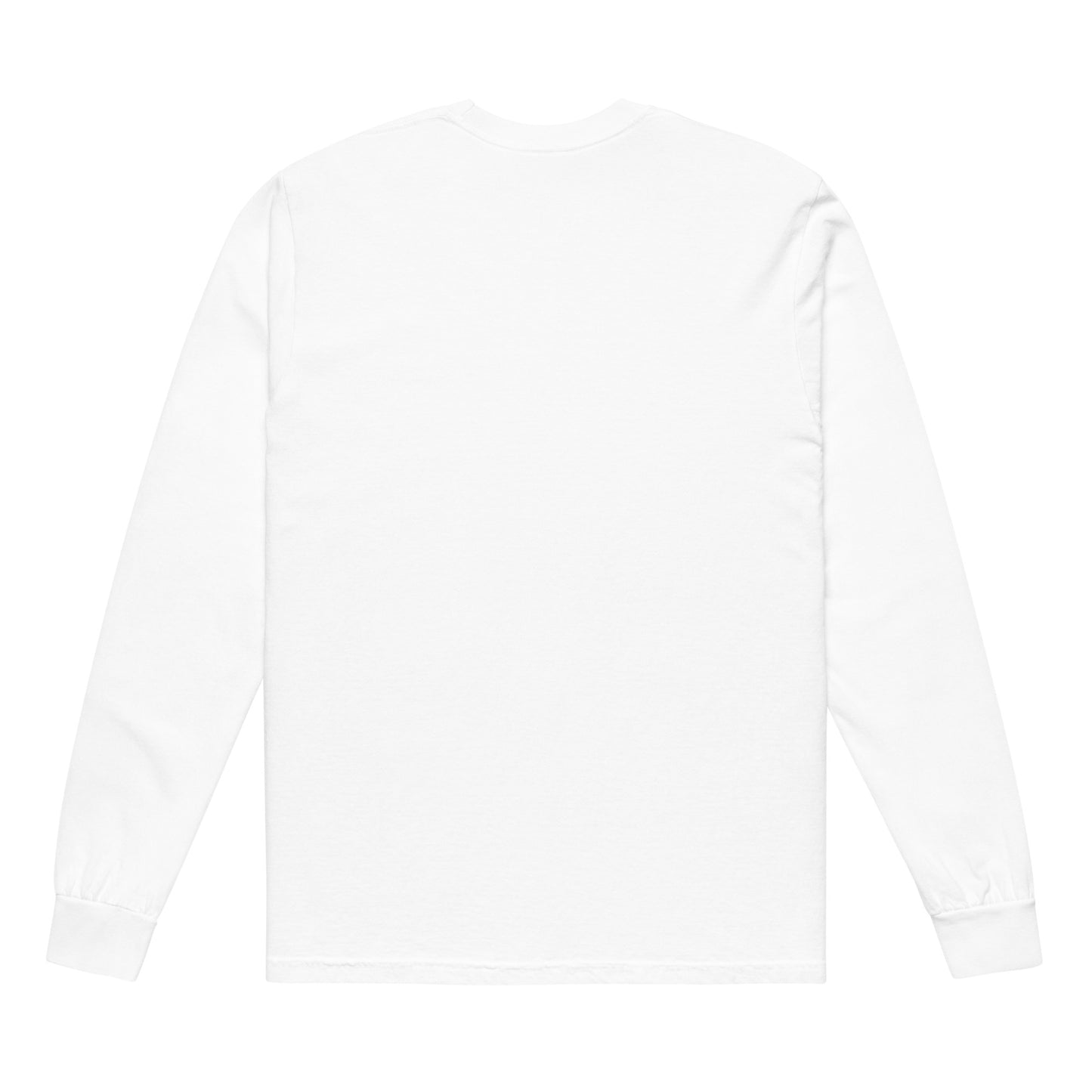 Premium heavyweight long sleeve cotton shirt in white - An Athlete Trains. Back view