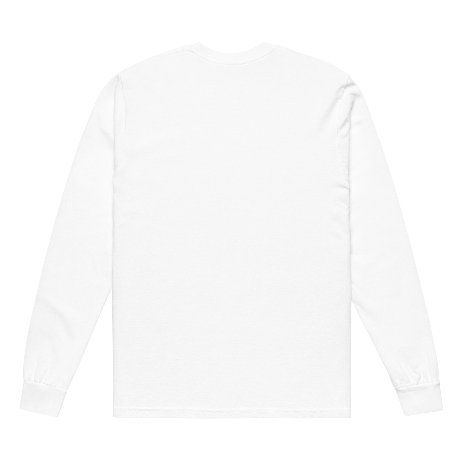 Premium heavyweight long sleeve cotton shirt in white - An Athlete Trains. Back view