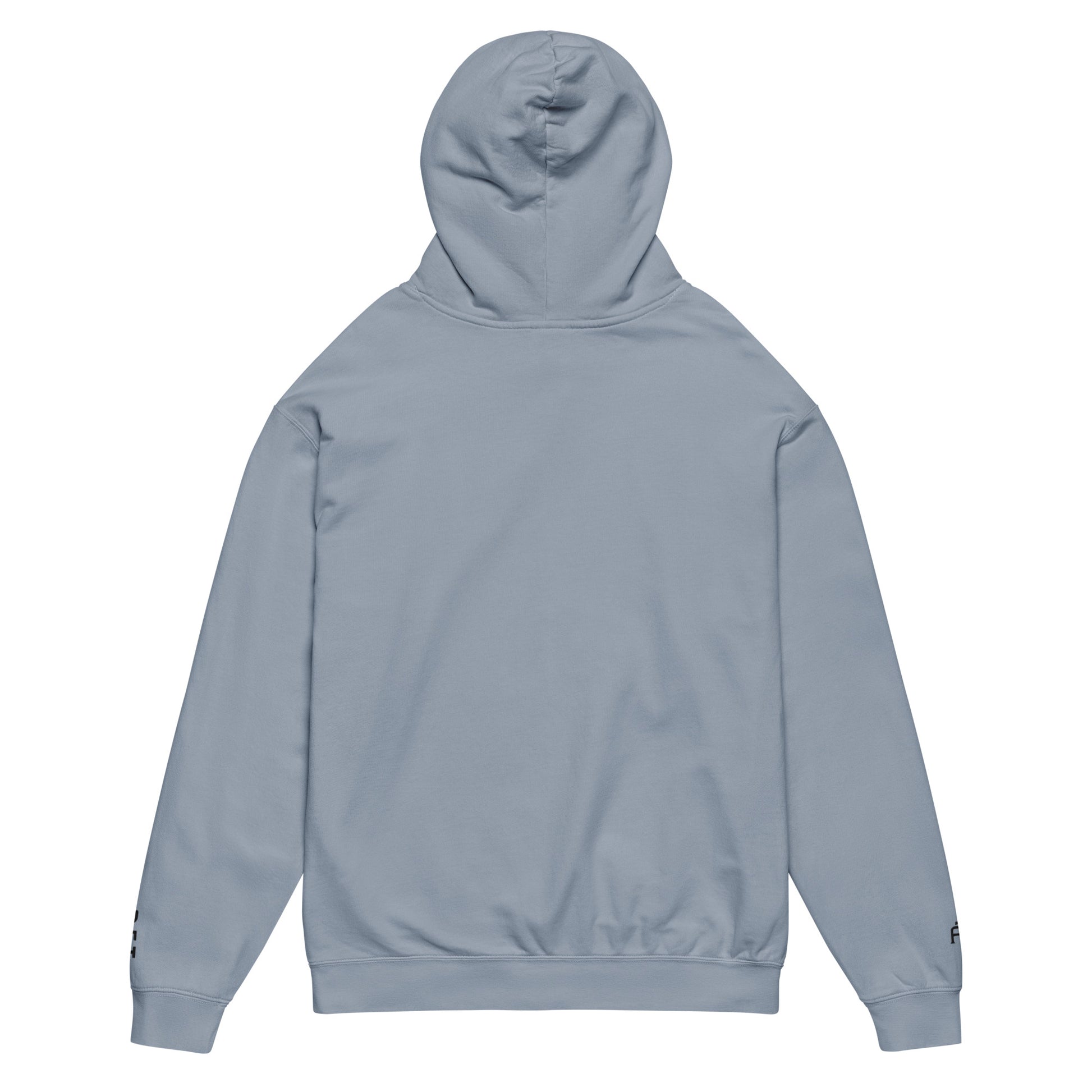 Blue Jean color Detroit Edition garment-dyed lightweight hoodie with embroidered Detroit skyline and DET wrist detail | Out City | An Athlete Trains