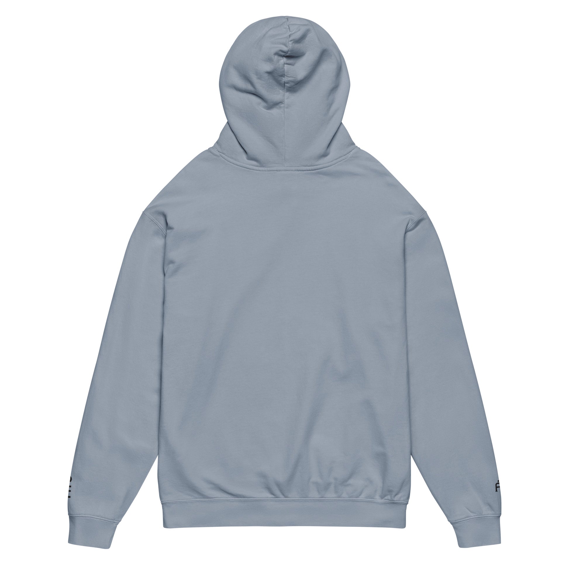 Blue Jean color Chicago Edition lightweight garment-dyed hoodie featuring embroidered Chicago skyline and CHI wrist branding | Our City | An Athlete Trains