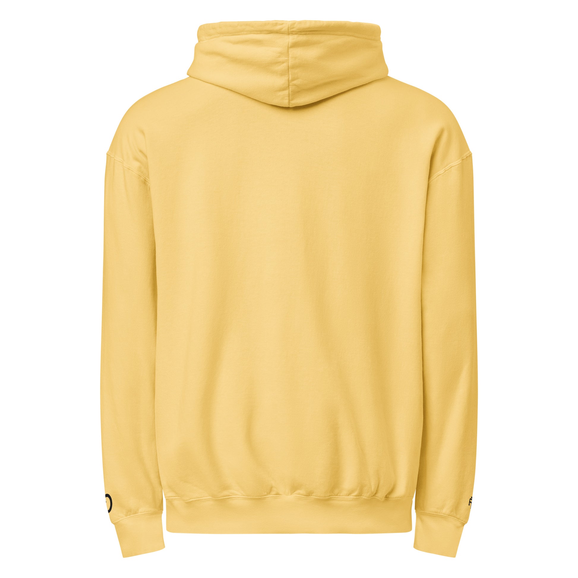 Vintage-style lightweight fleece hoodie in butter - An Athlete Trains. Back view