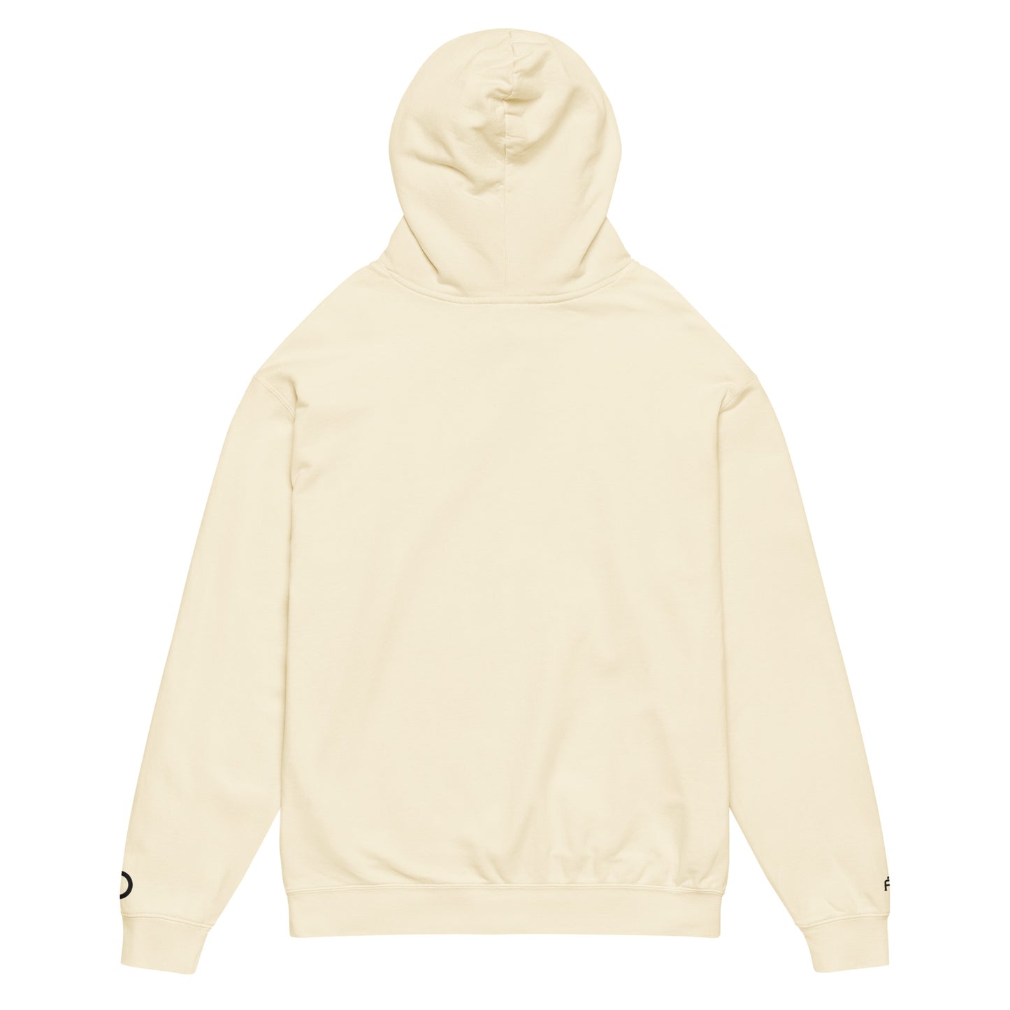 Vintage-style lightweight fleece hoodie in ivory - An Athlete Trains. Back view