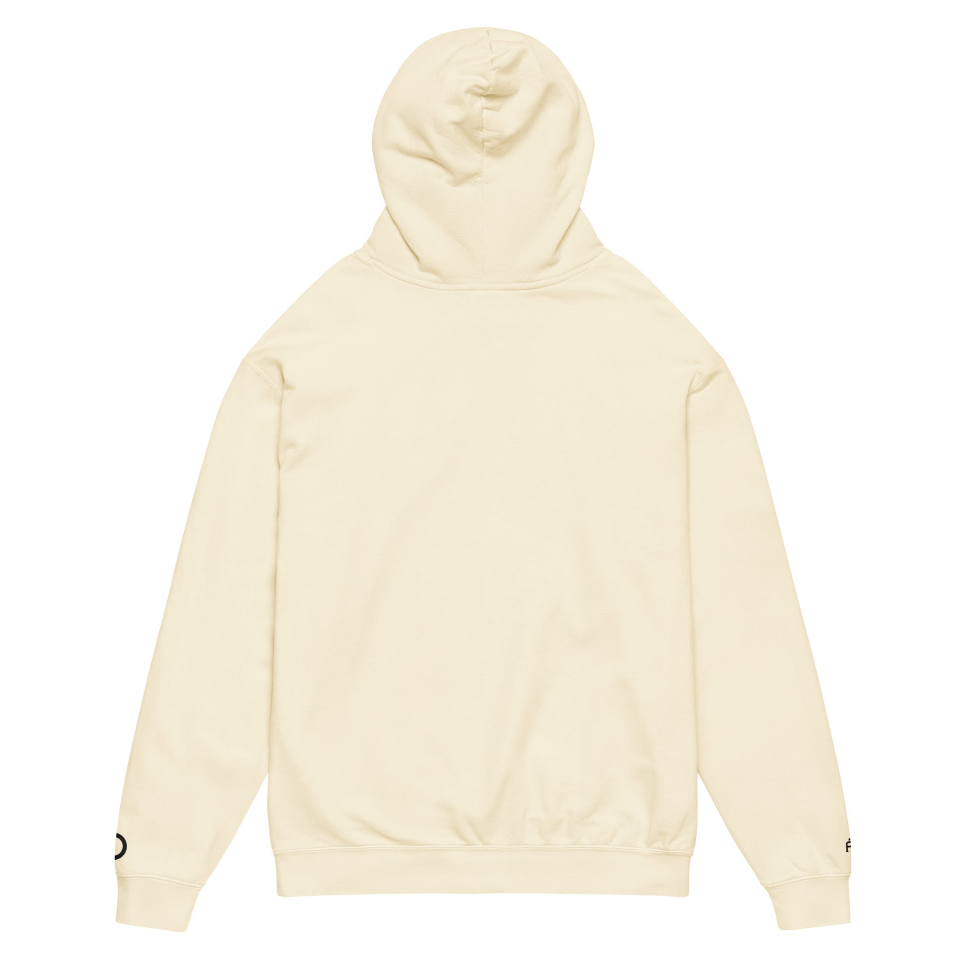 Vintage-style lightweight fleece hoodie in ivory - An Athlete Trains. Back view