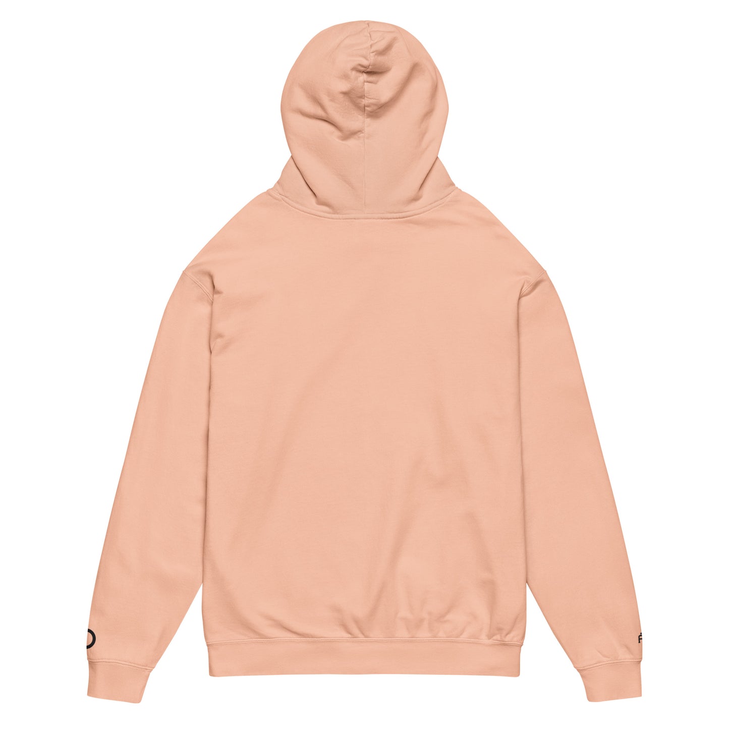 Vintage-style lightweight fleece hoodie in peachy - An Athlete Trains. Back view