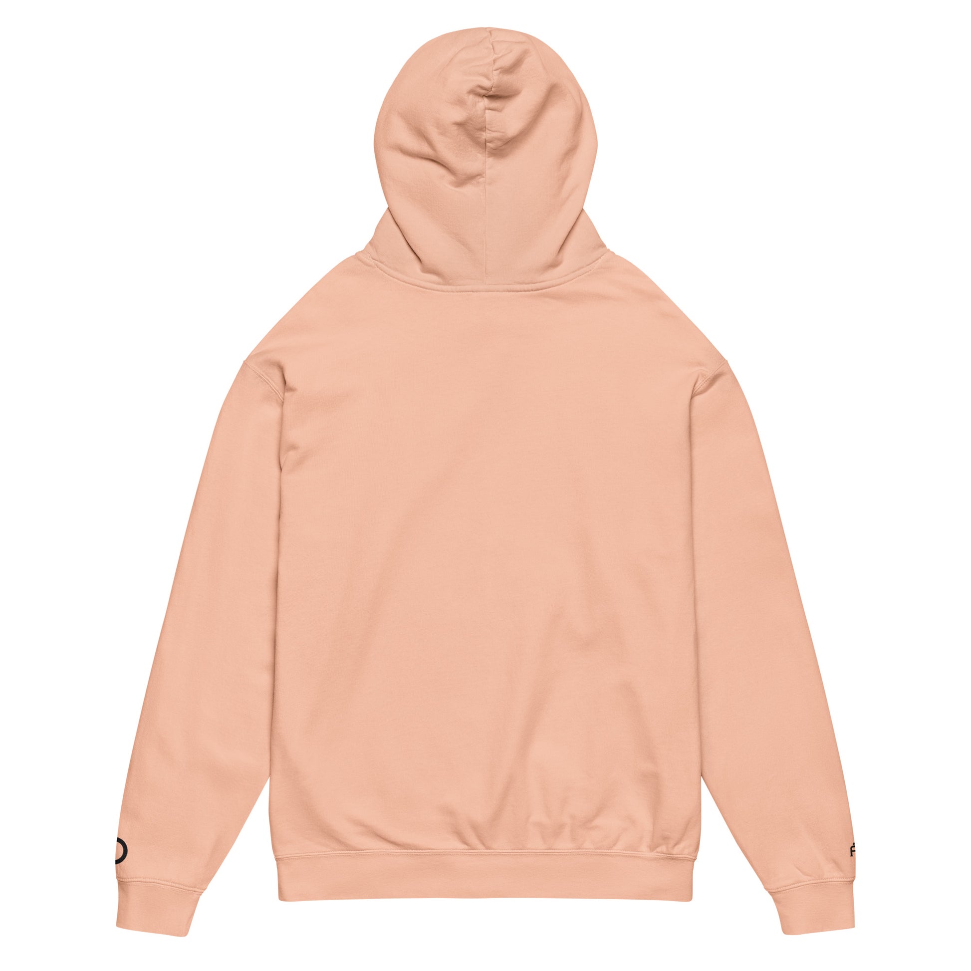 Vintage-style lightweight fleece hoodie in peachy - An Athlete Trains. Back view
