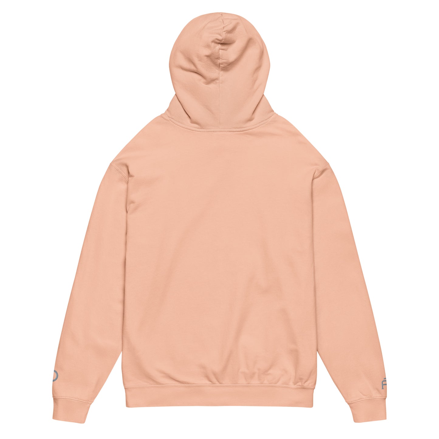 Vintage-style lightweight fleece hoodie in peachy - An Athlete Trains. Back view