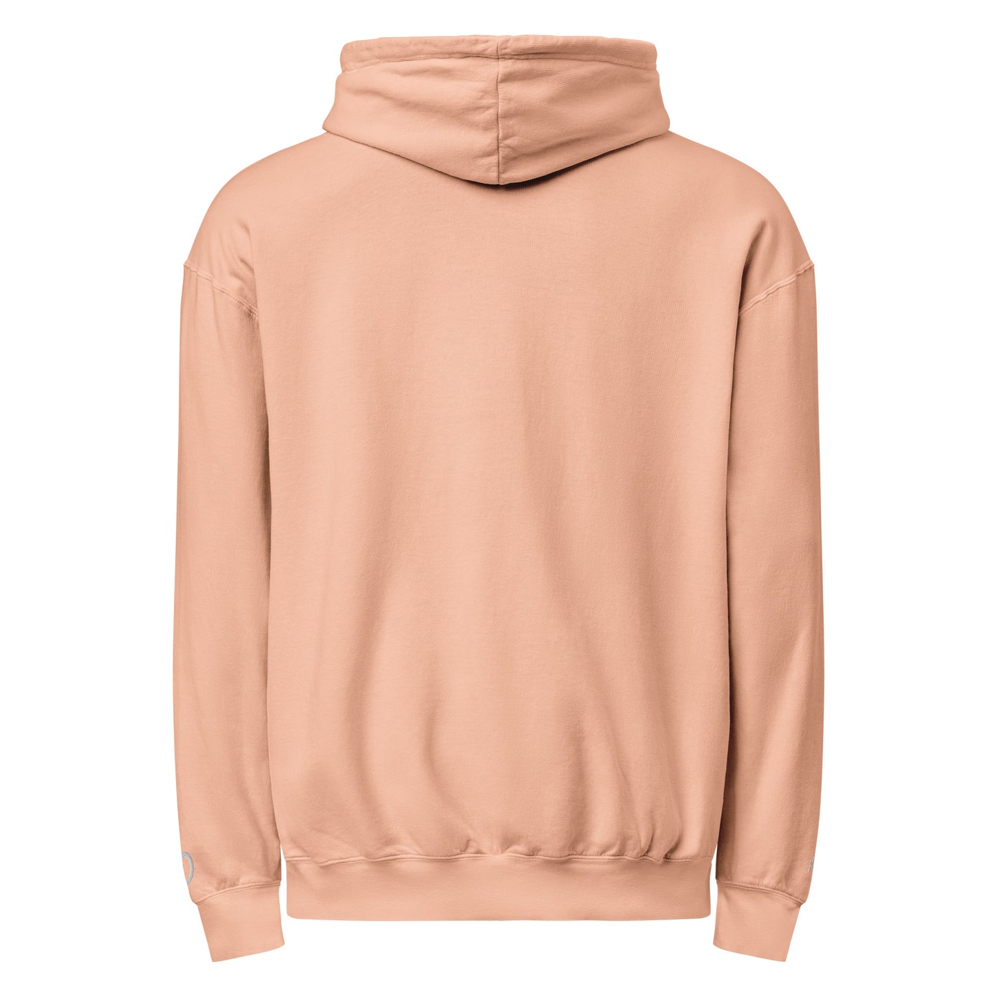 Vintage-style lightweight fleece hoodie in peachy - An Athlete Trains. Back view