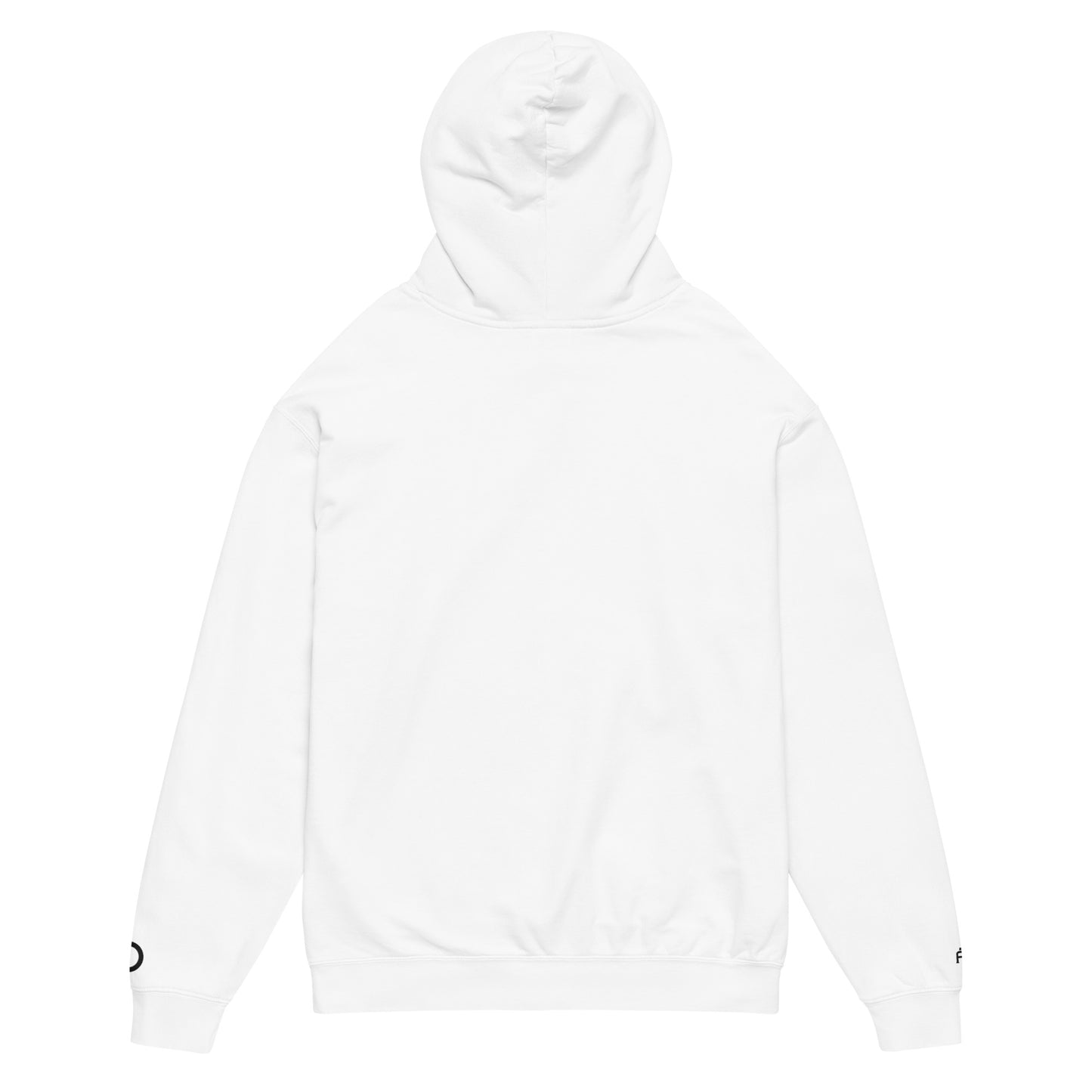 Vintage-style lightweight fleece hoodie in white - An Athlete Trains. Back view