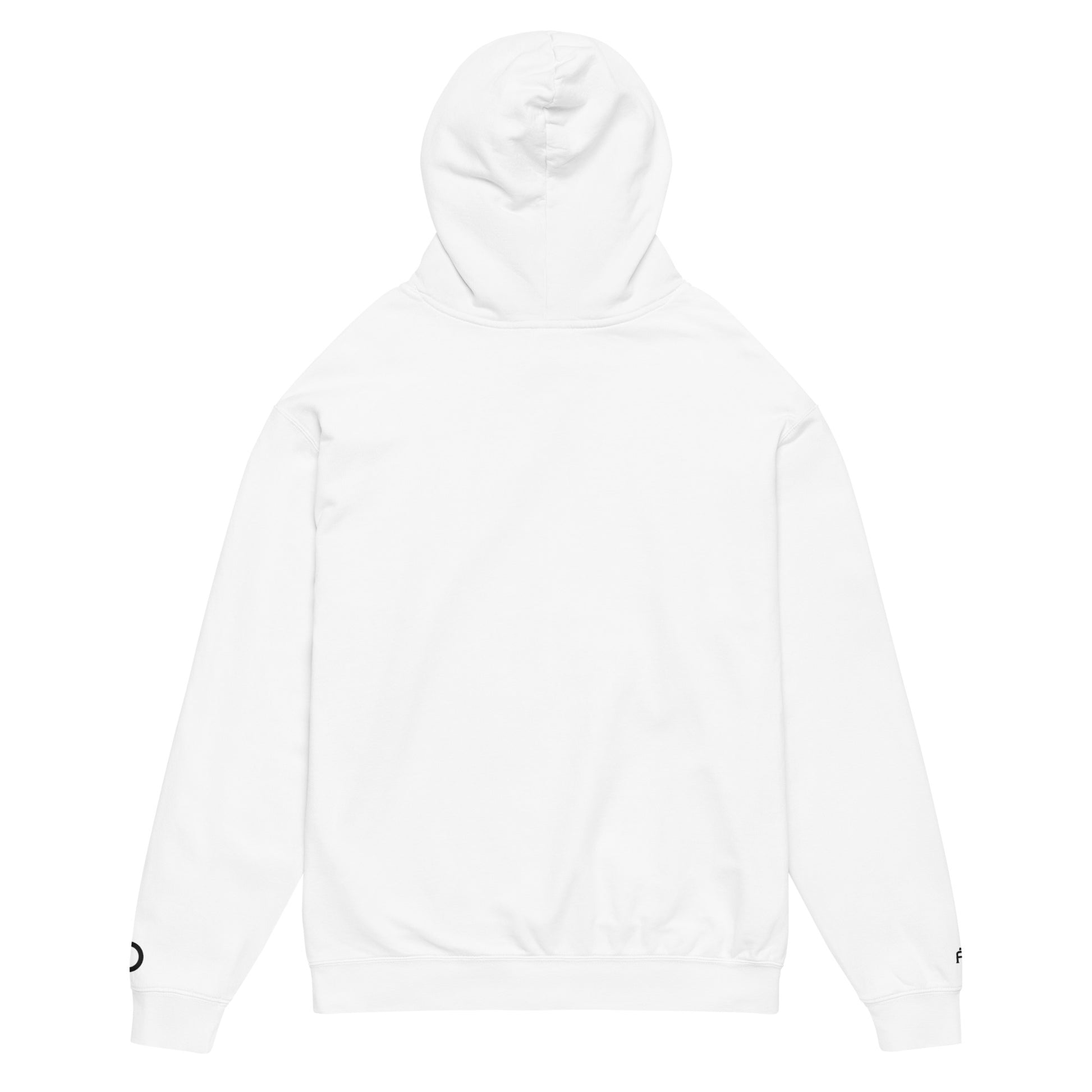 Vintage-style lightweight fleece hoodie in white - An Athlete Trains. Back view