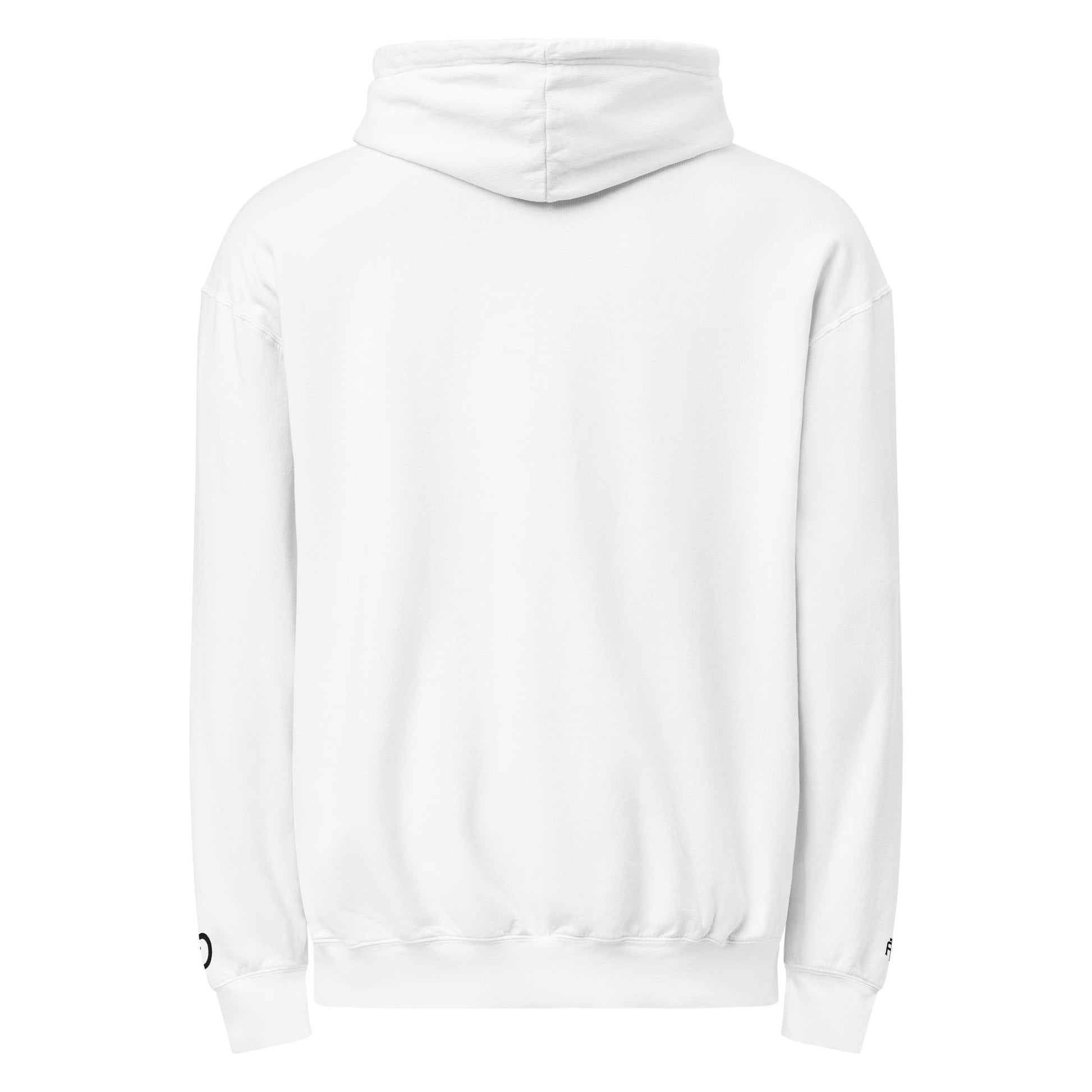 Vintage-style lightweight fleece hoodie in white - An Athlete Trains. Back view