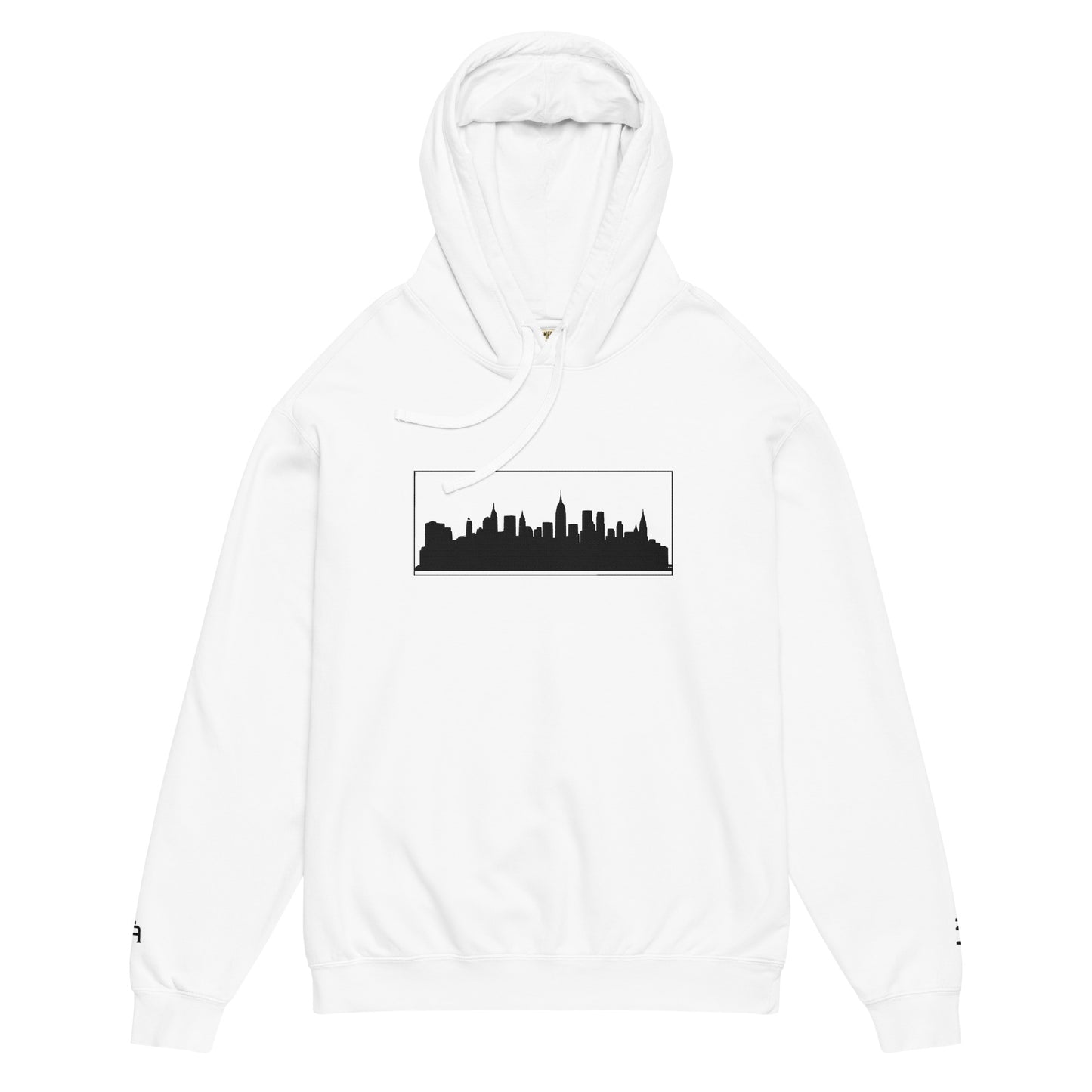 White New York Edition lightweight garment-dyed hoodie with NYC skyline embroidery and custom wrist detail | Our City | An Athlete Trains