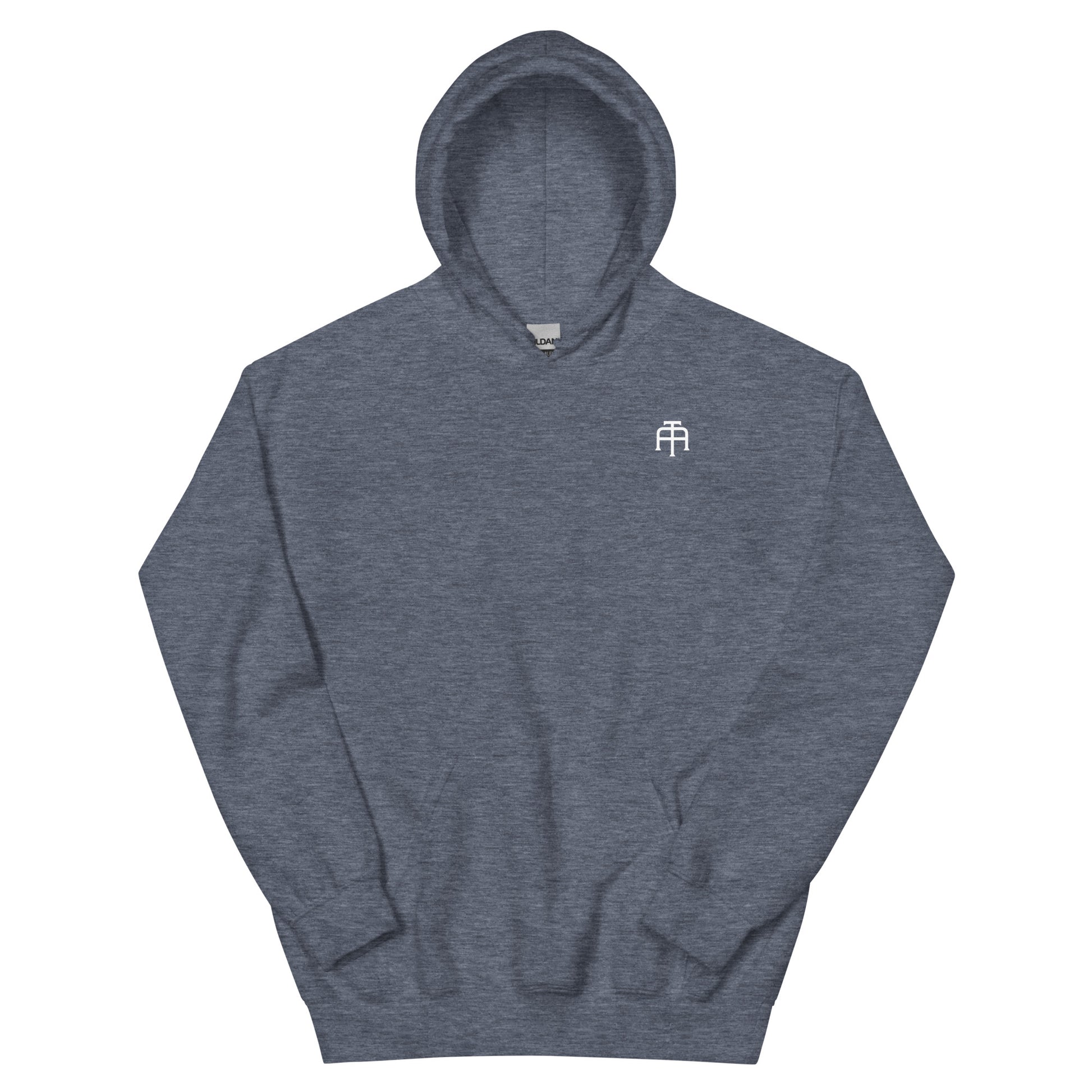 Unisex, 50% pre-shrunk cotton, 50% polyester, cozy go-to hoodie that's soft, smooth, and stylish in dark navy by An Athlete Trains