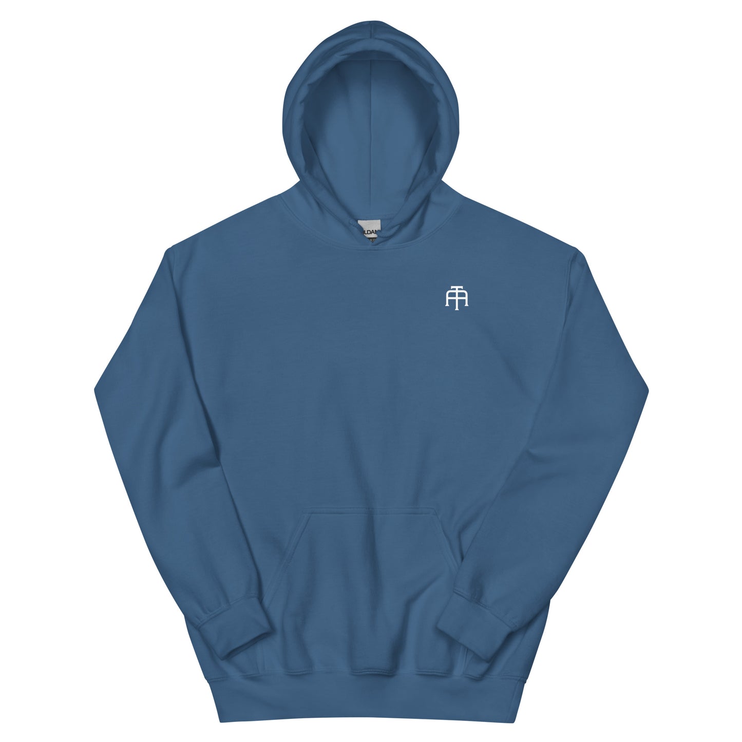 Unisex, 50% pre-shrunk cotton, 50% polyester, cozy go-to hoodie that's soft, smooth, and stylish in indigo blue by An Athlete Trains